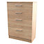 Oak effect 4 Drawer Chest of drawers (H)1075mm (W)765mm (D)415mm