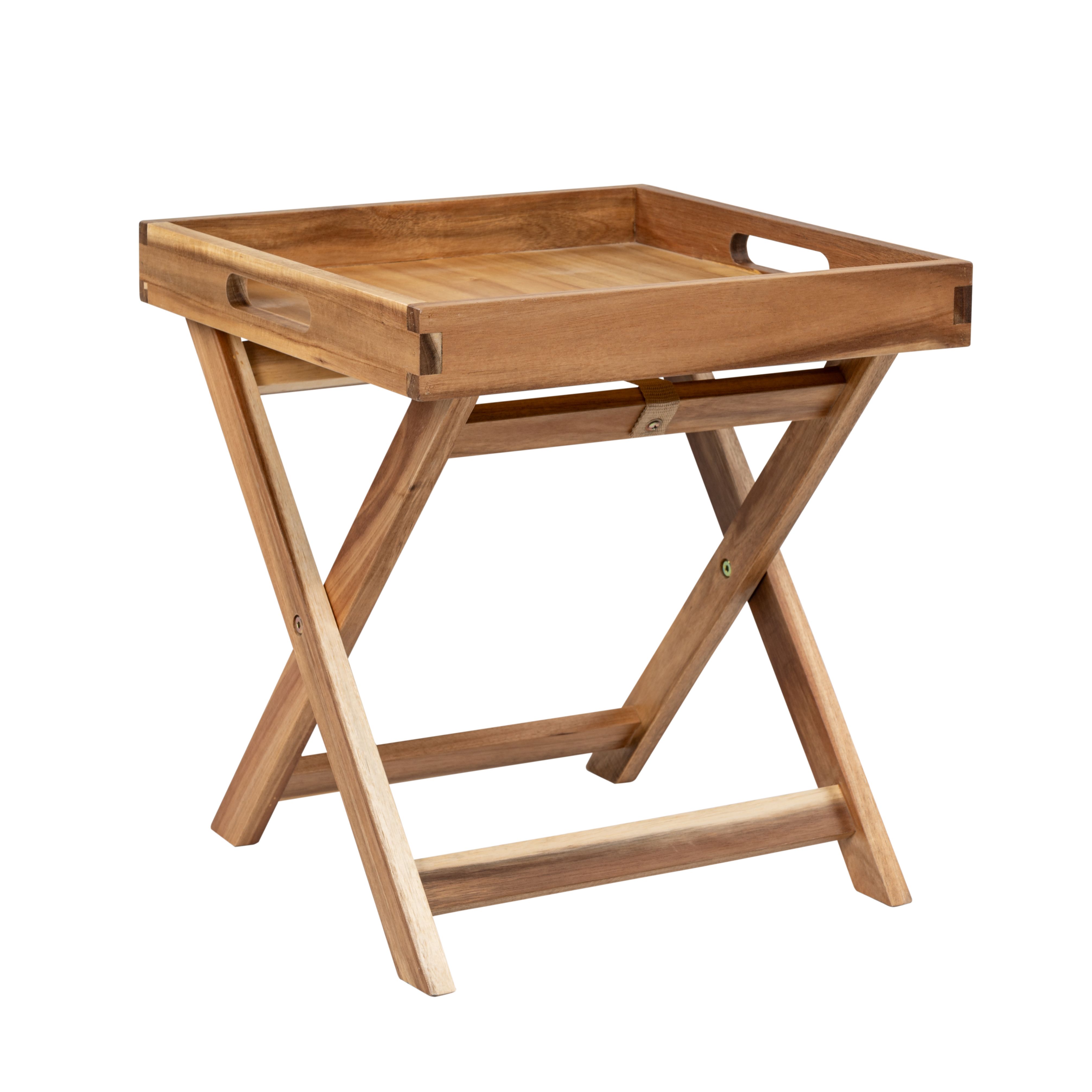 Oak effect Foldable Tray table (H)44cm (W)40cm