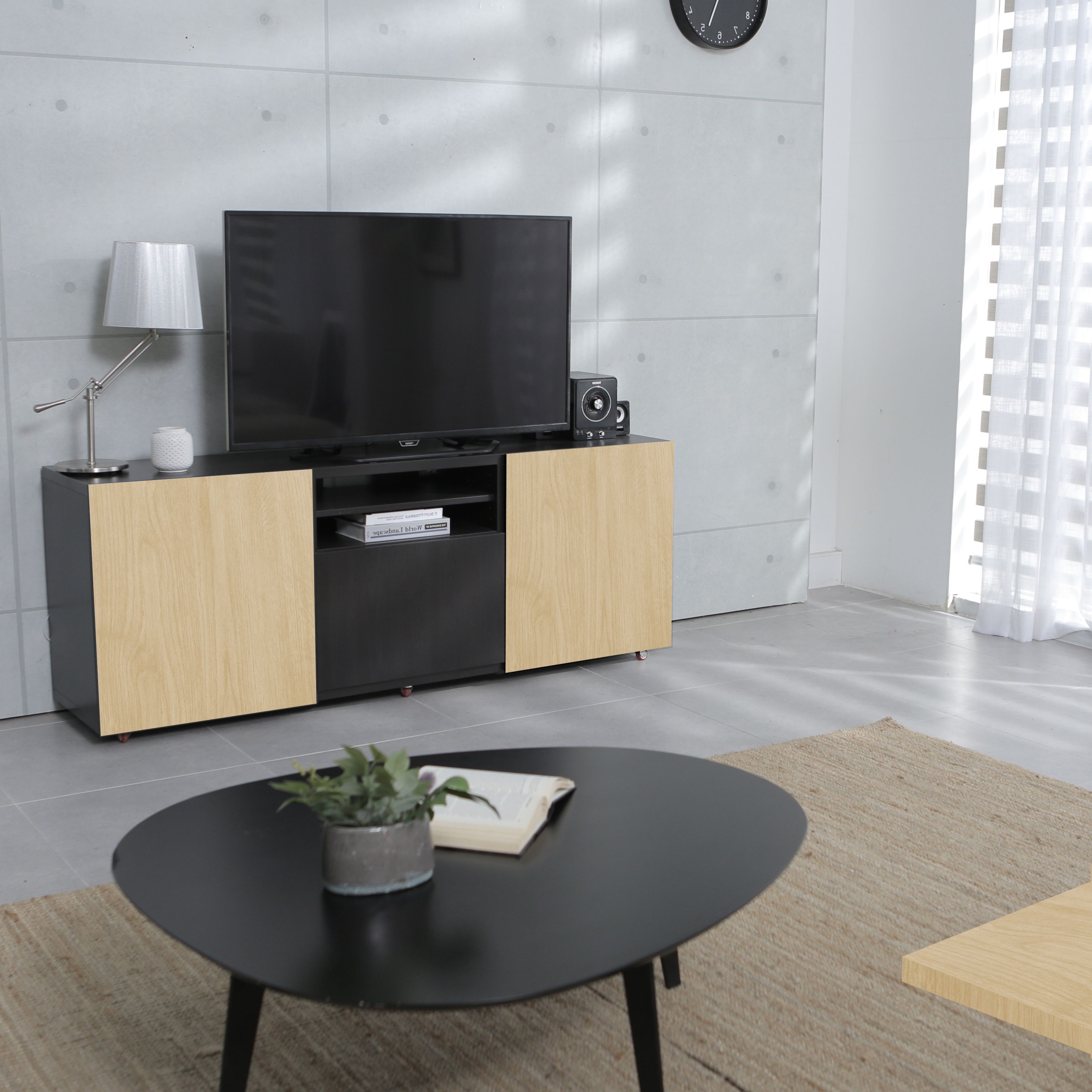 Oak effect Fully edged Furniture panel, (L)1.2m (W)200mm (T)18mm