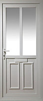 Obscure Double glazed Panelled White External Front door & frame, (H)2055mm (W)920mm