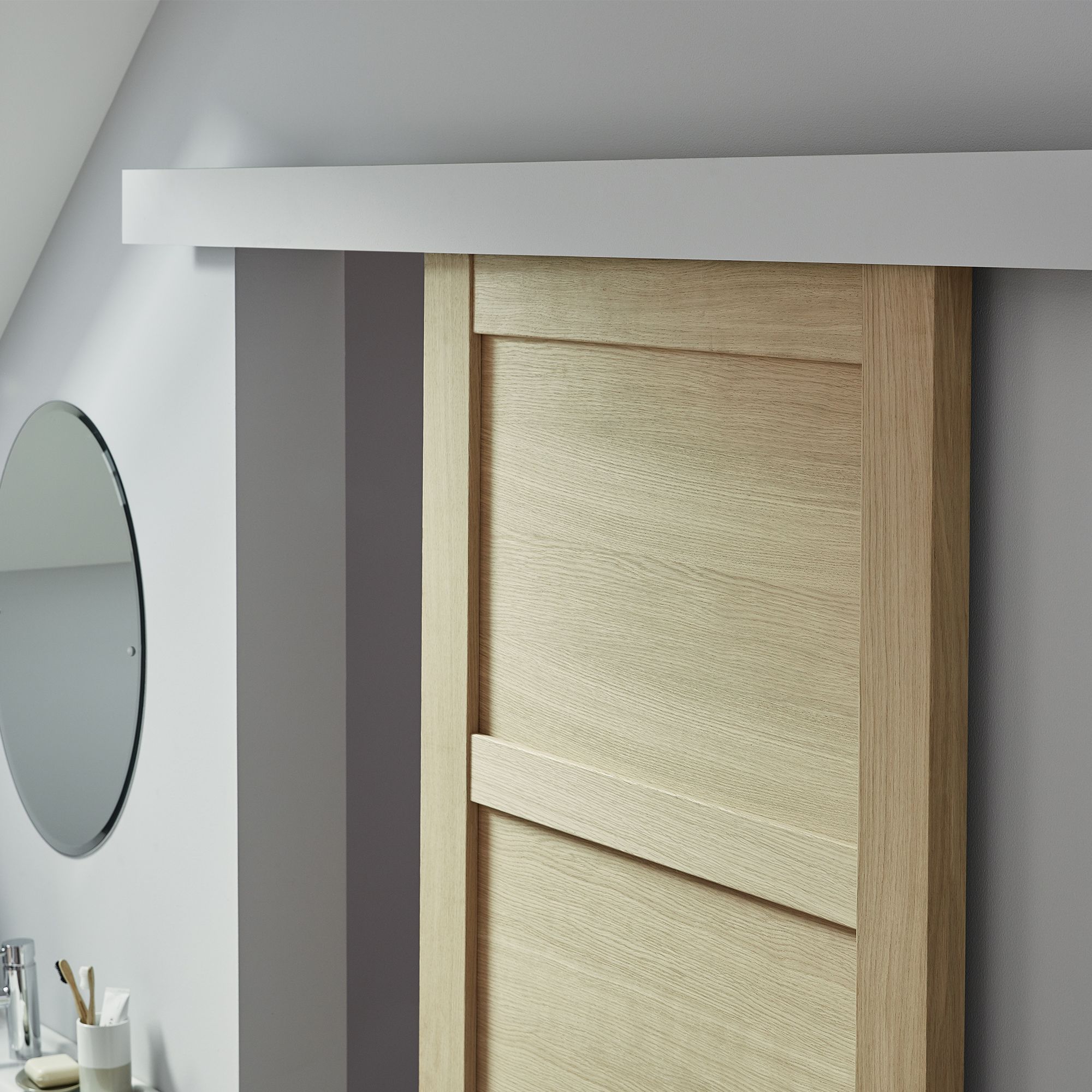 Oleni Silver Sliding door track system (L) 200cm