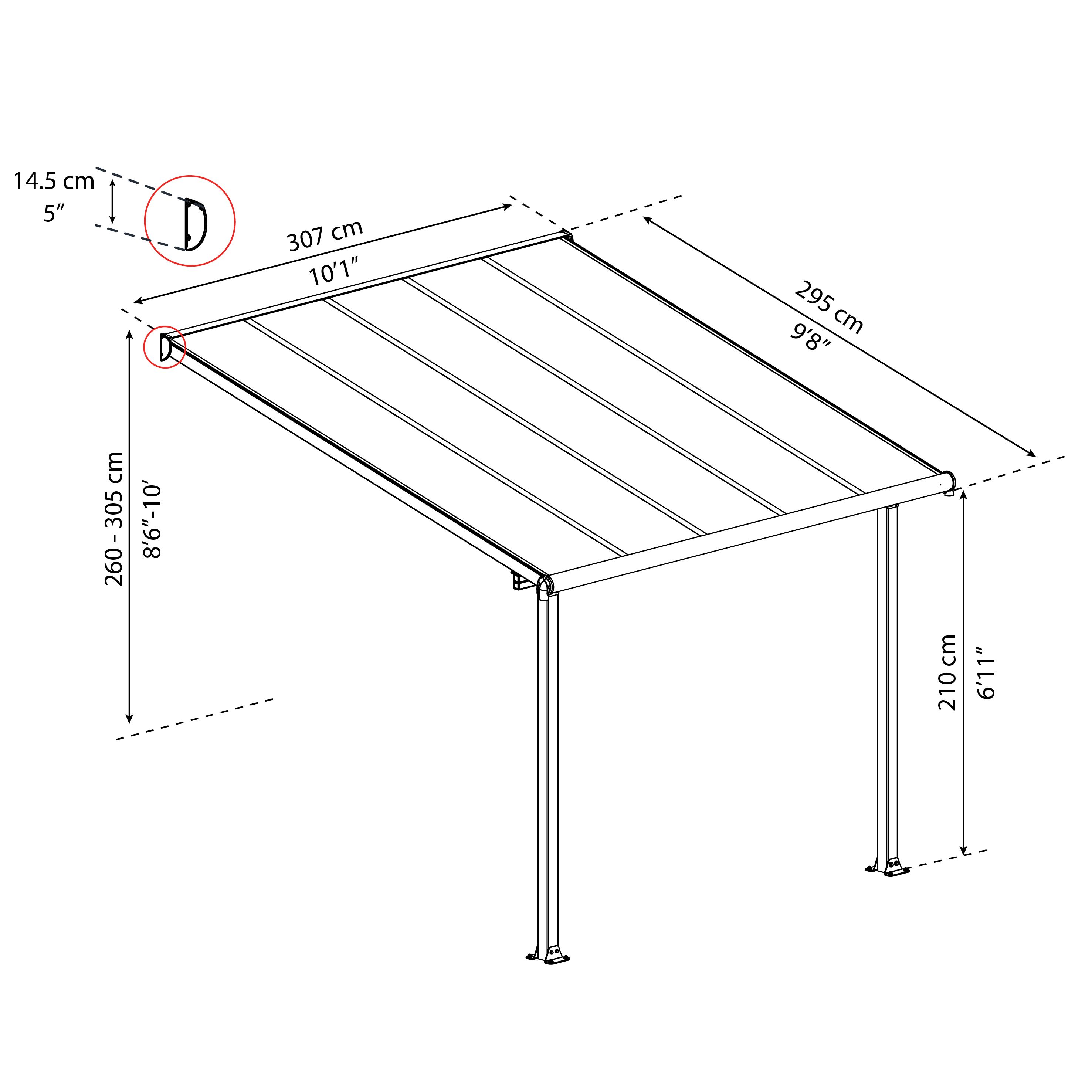 Olympia Grey Patio cover (H)3050mm (W)2950mm (D)3050mm