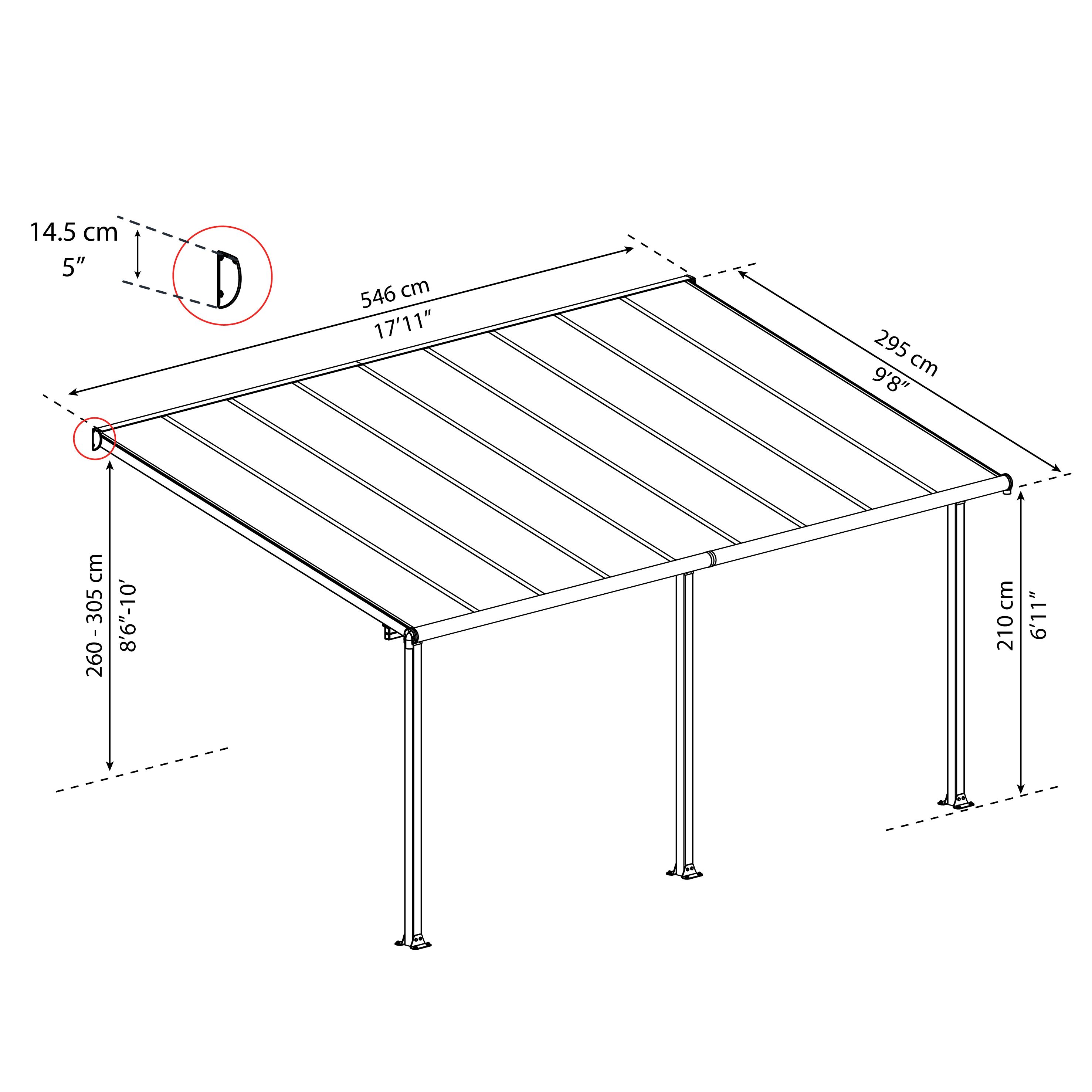 Olympia Grey Patio cover (H)3050mm (W)2950mm (D)5460mm