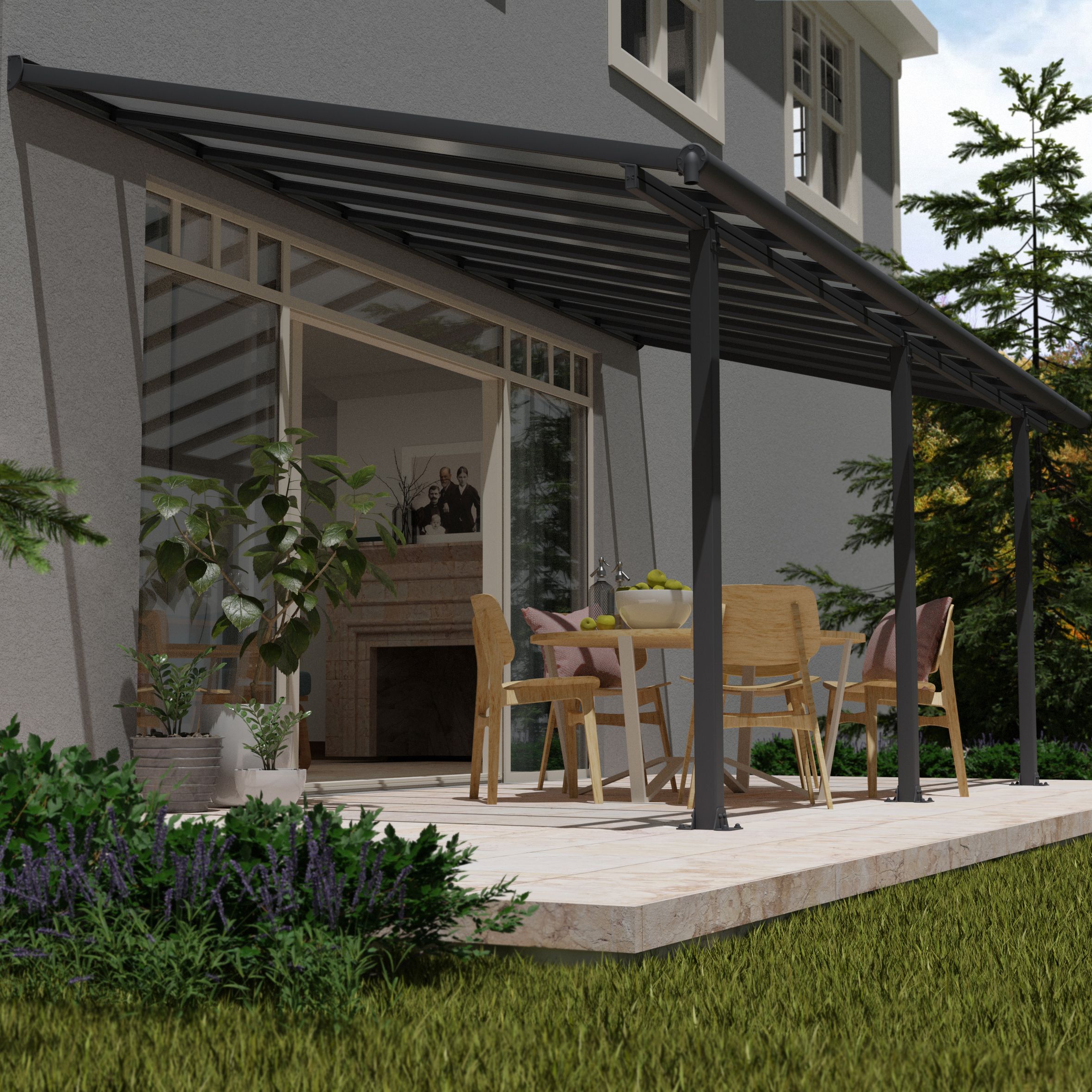 Olympia Grey Patio cover (H)3050mm (W)2950mm (D)6100mm