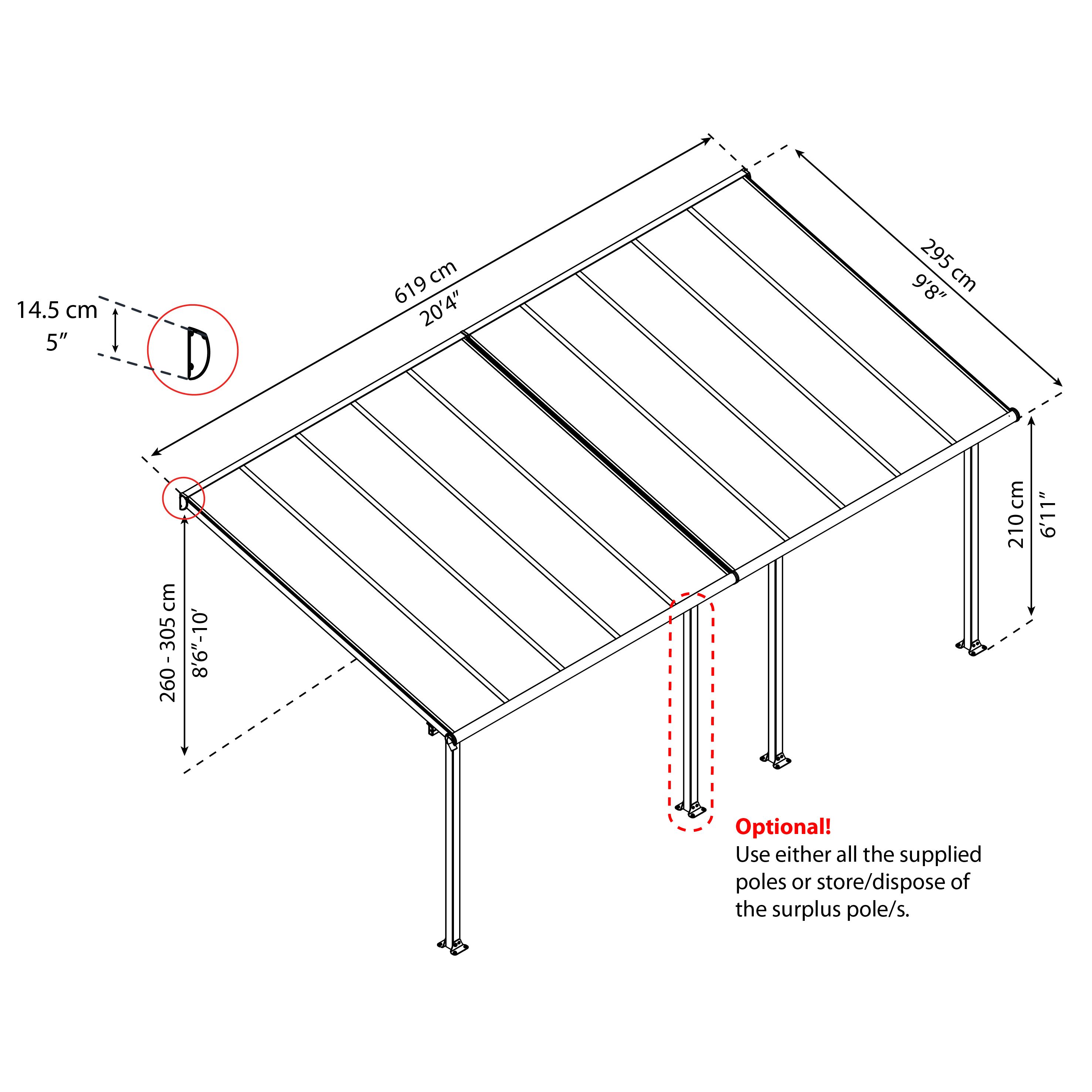Olympia Grey Patio cover (H)3050mm (W)2950mm (D)6100mm