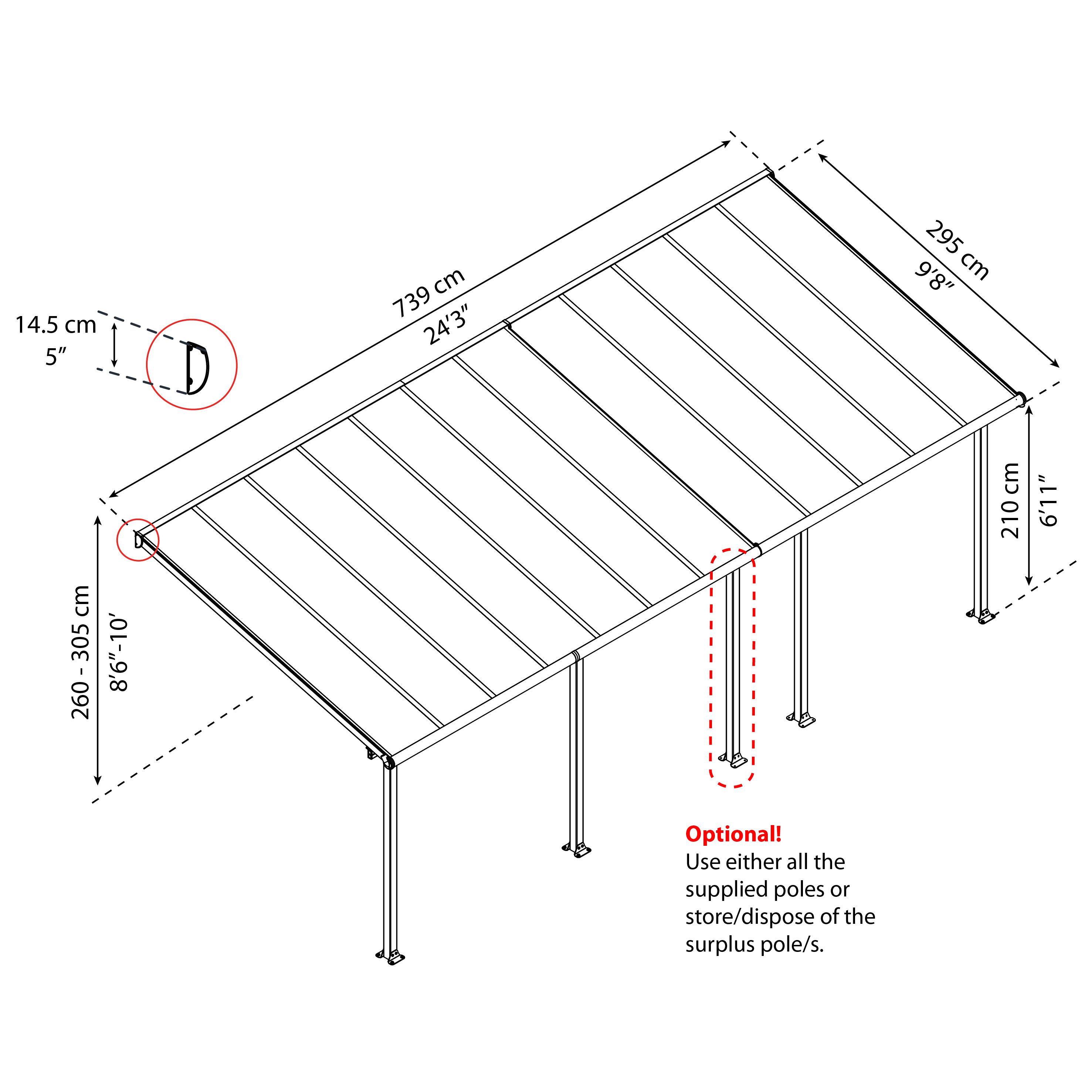 Olympia White Patio cover (H)3050mm (W)2950mm (D)7300mm