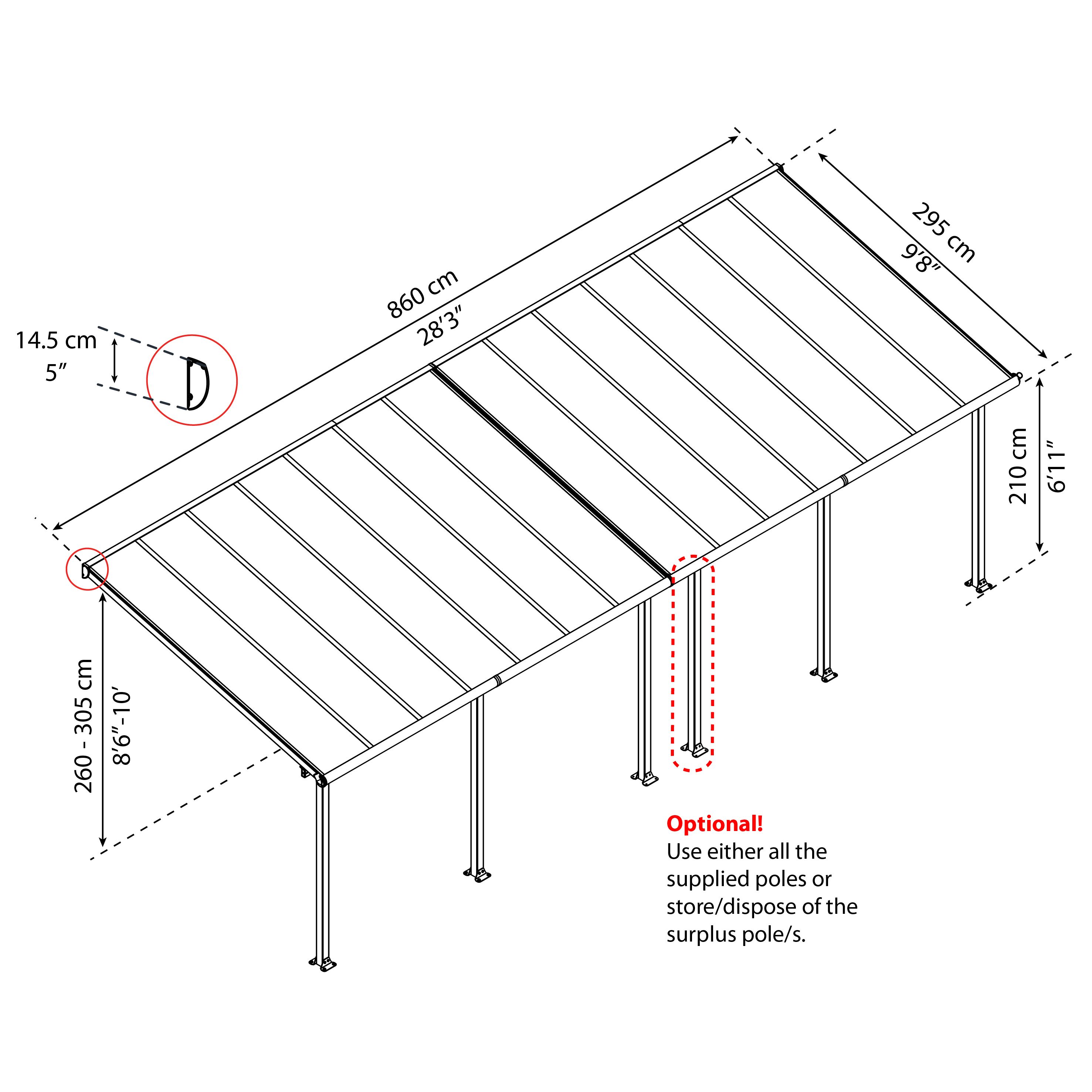 Olympia White Patio cover (H)3050mm (W)2950mm (D)8510mm