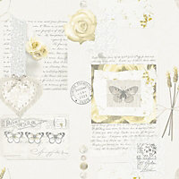 Opera Lavender days Yellow Romantic collage Mica effect Smooth Wallpaper