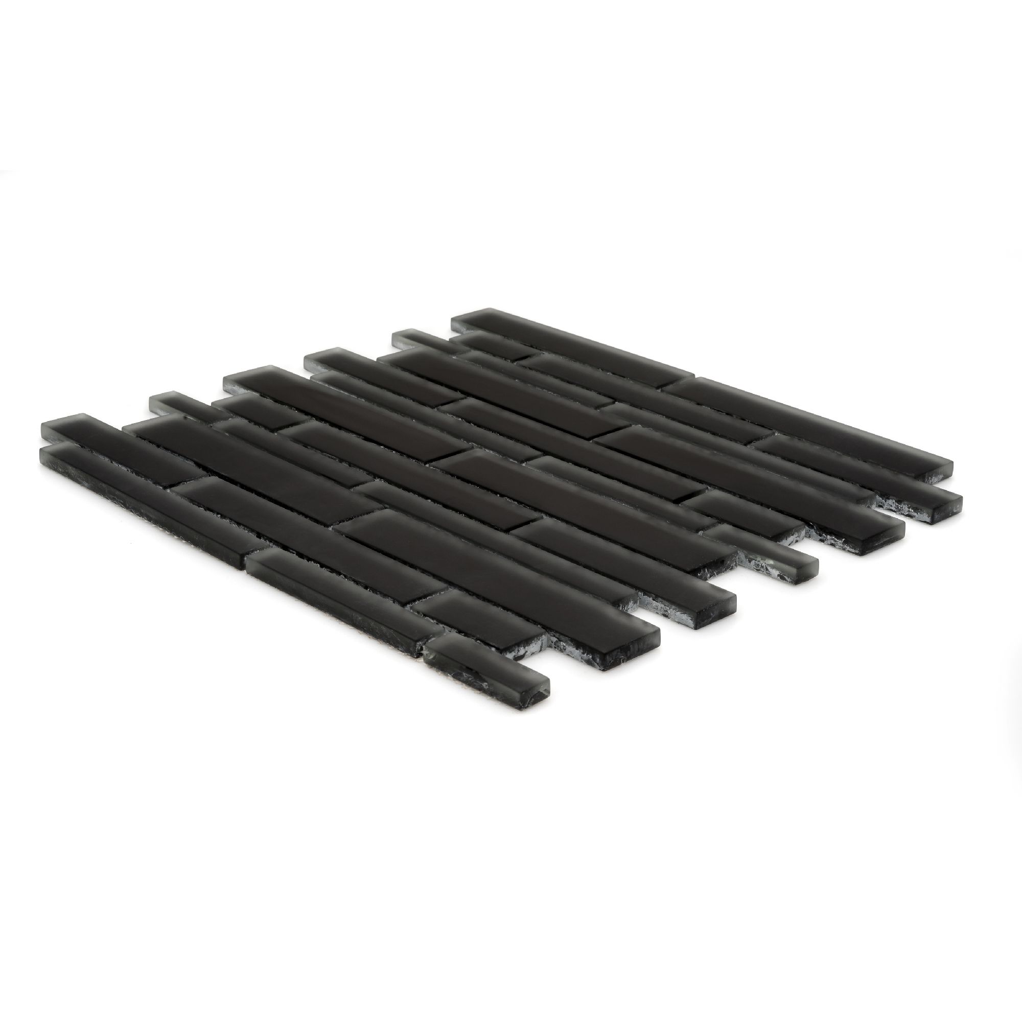 Opulence Black Frosted Glass Mosaic tile, (L)294mm (W)323mm