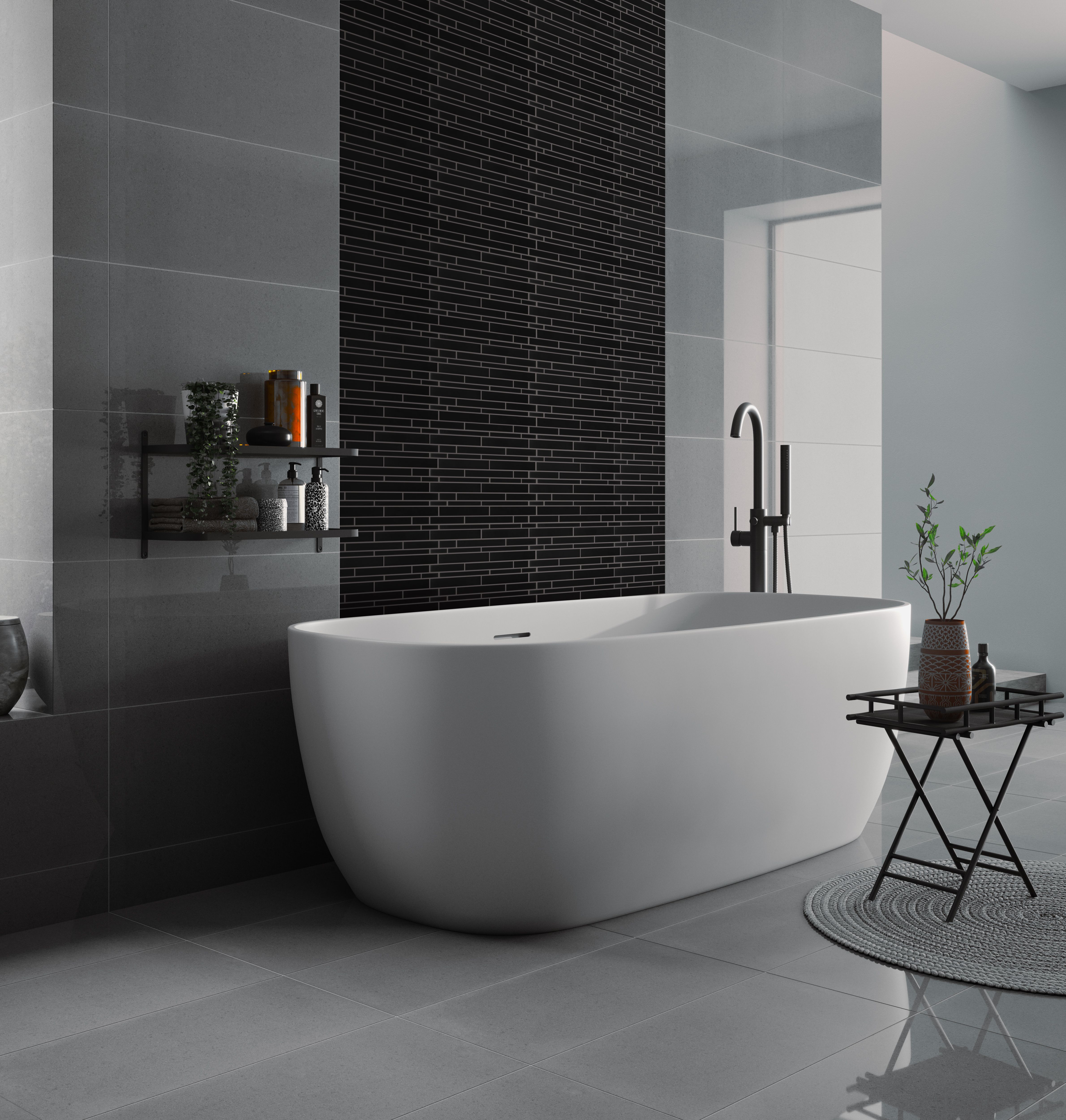 Opulence Black Frosted Glass Mosaic tile, (L)294mm (W)323mm