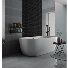 Opulence Black Frosted Glass Mosaic tile, (L)294mm (W)323mm