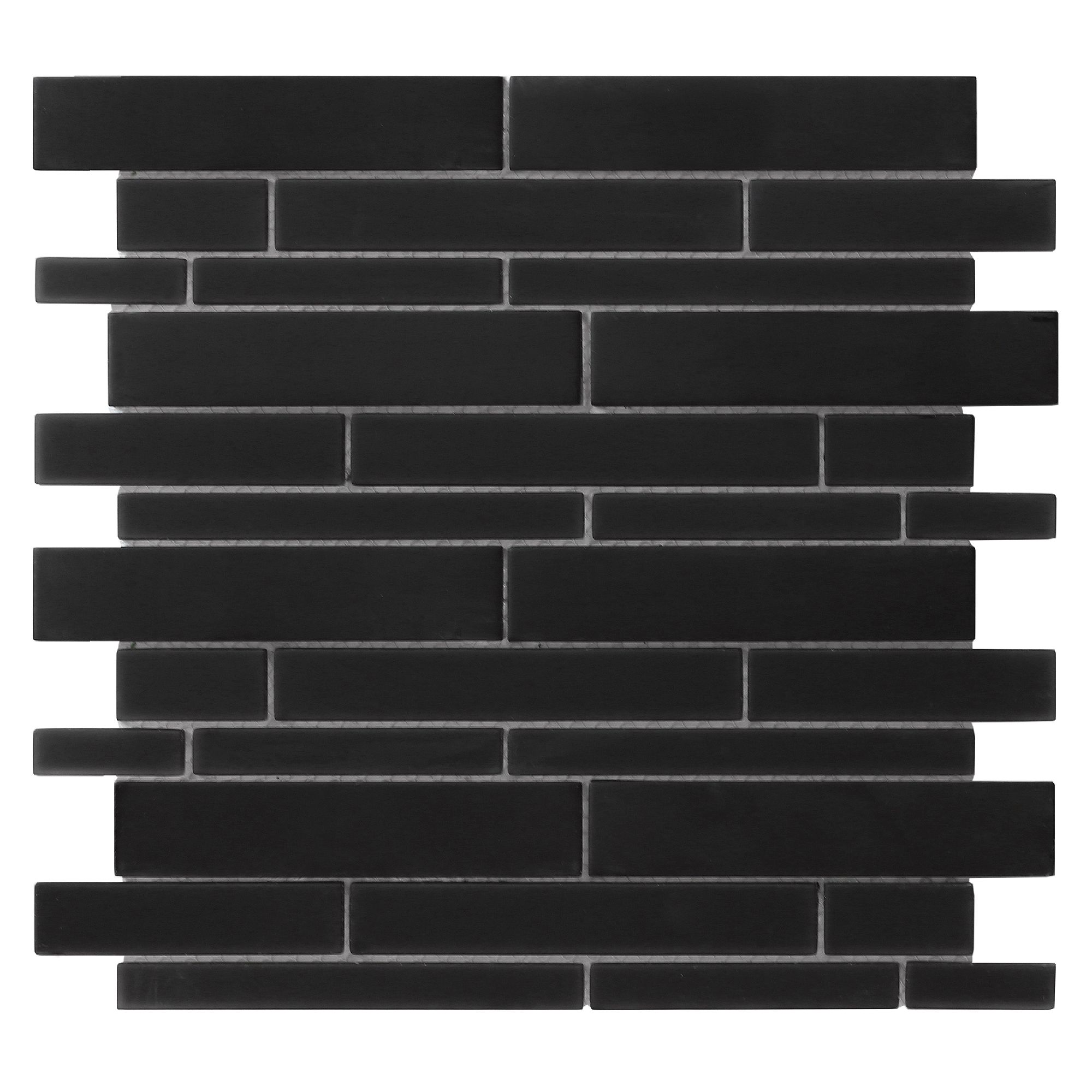 Opulence Black Frosted Glass Mosaic tile, (L)294mm (W)323mm
