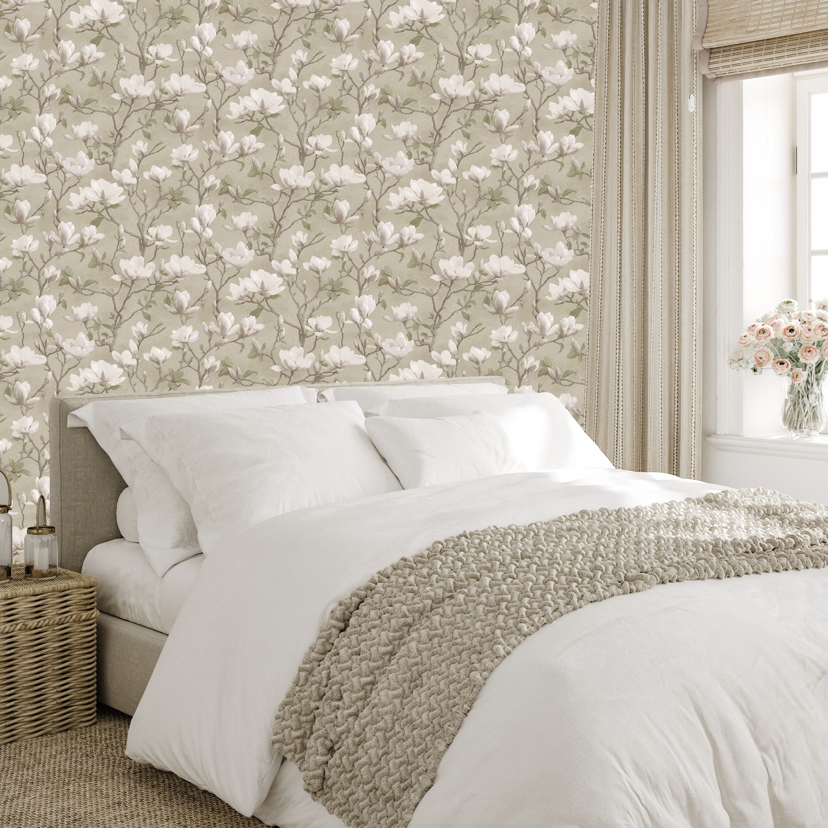 Opus Cream & Pink Petalina Floral Patterned Embossed Wallpaper