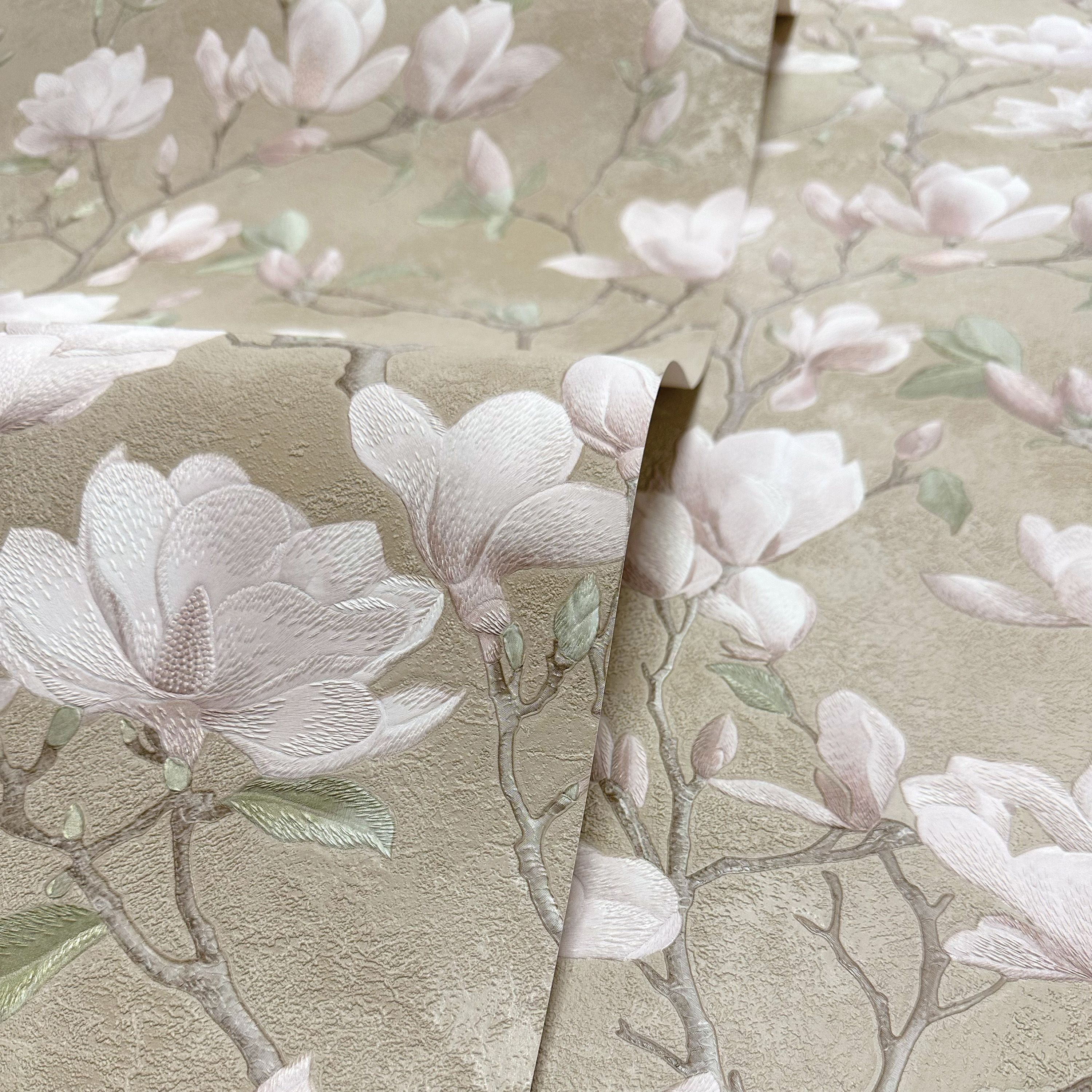 Opus Cream & Pink Petalina Floral Patterned Embossed Wallpaper