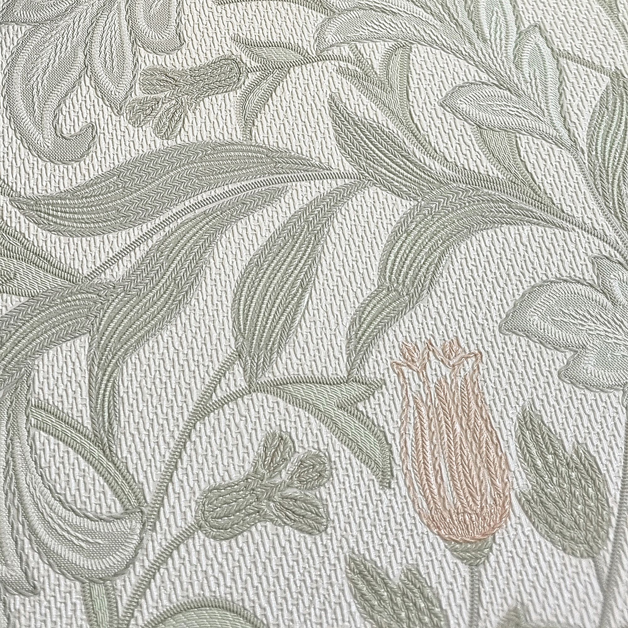 Opus Sage & Pink Bilbury Floral Patterned Embossed Wallpaper