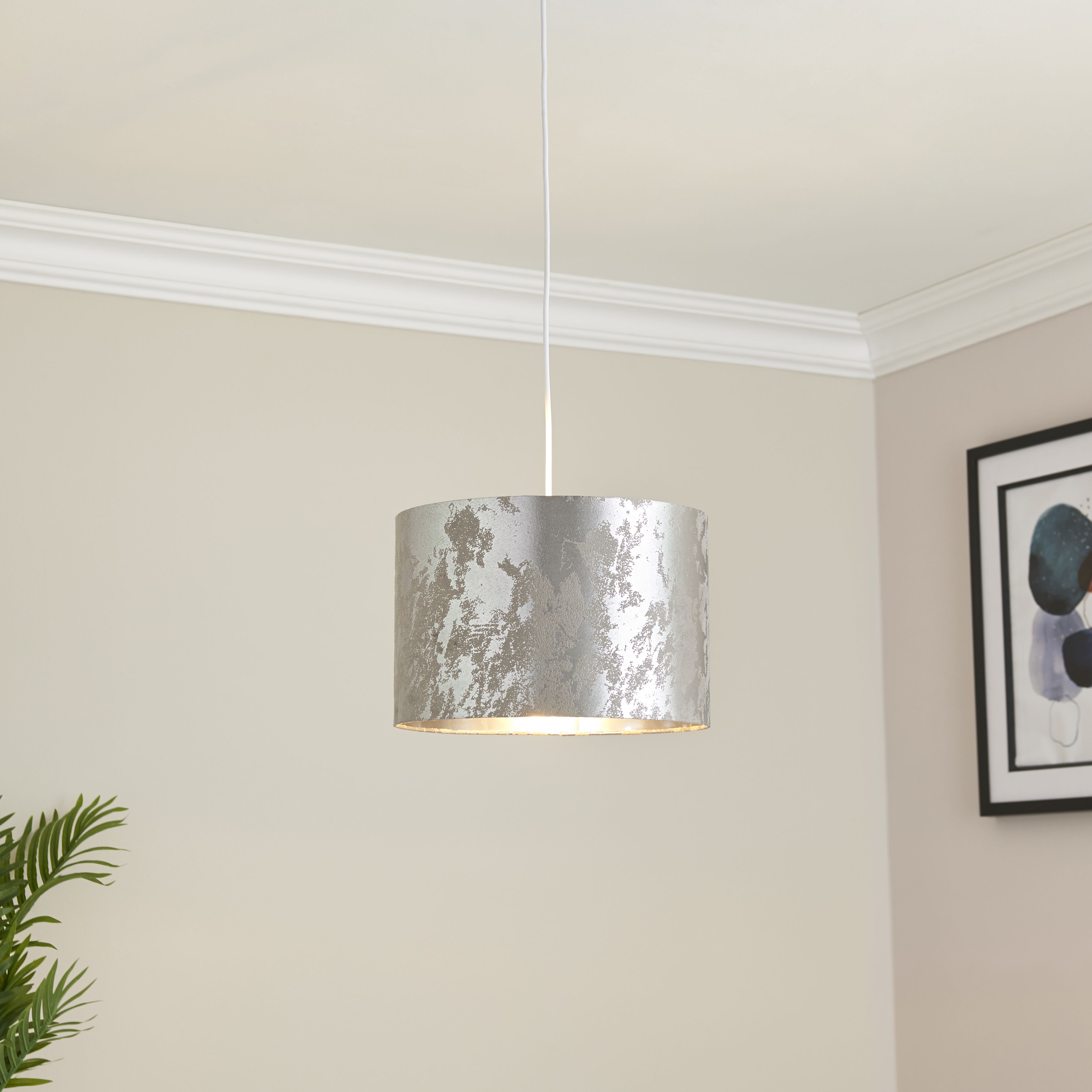 Oraco Brushed Silver effect Distressed Light shade (D)30cm