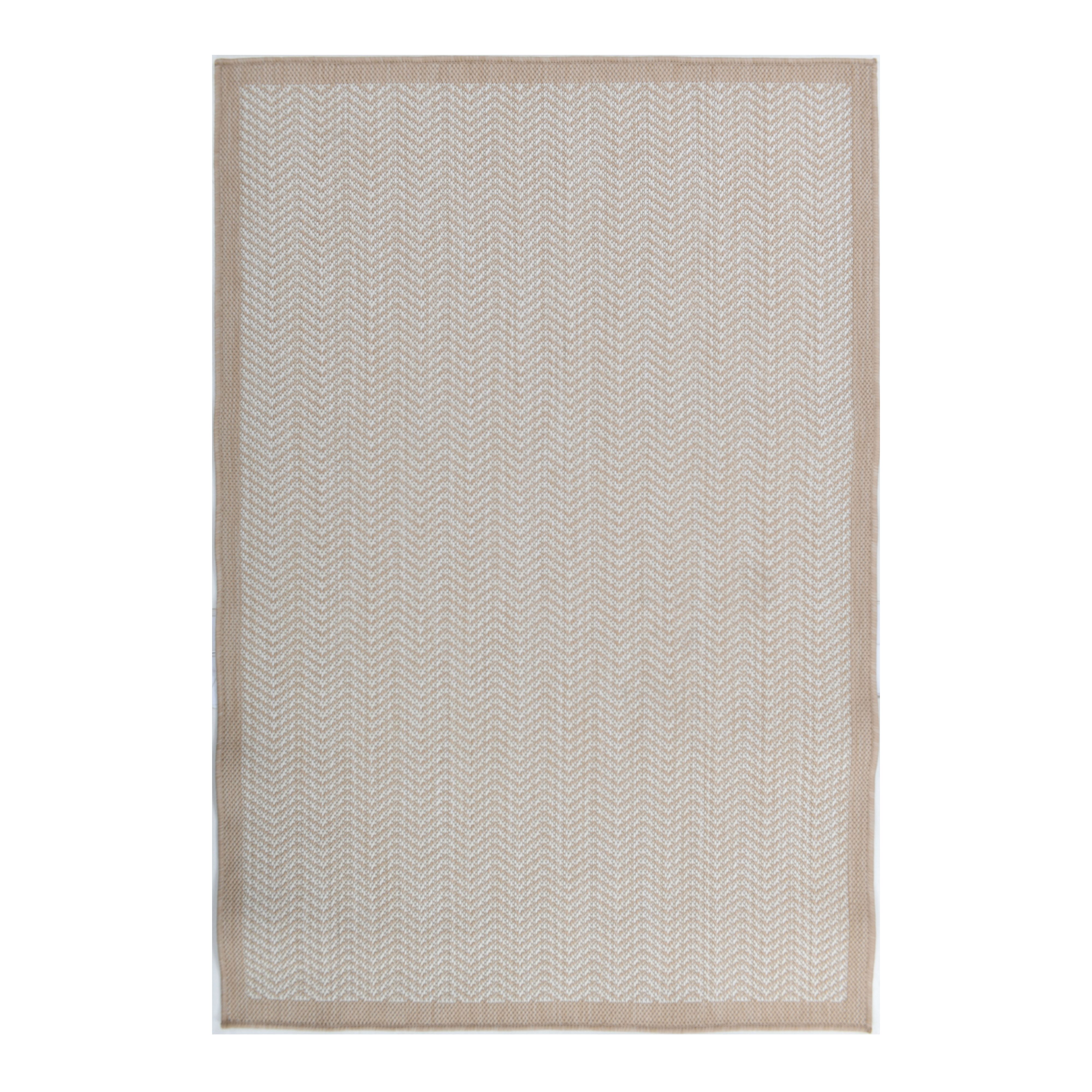 Origins Beige Herringbone Woven effect Medium Indoor & outdoor Rug, (L)100cm x (W)150cm