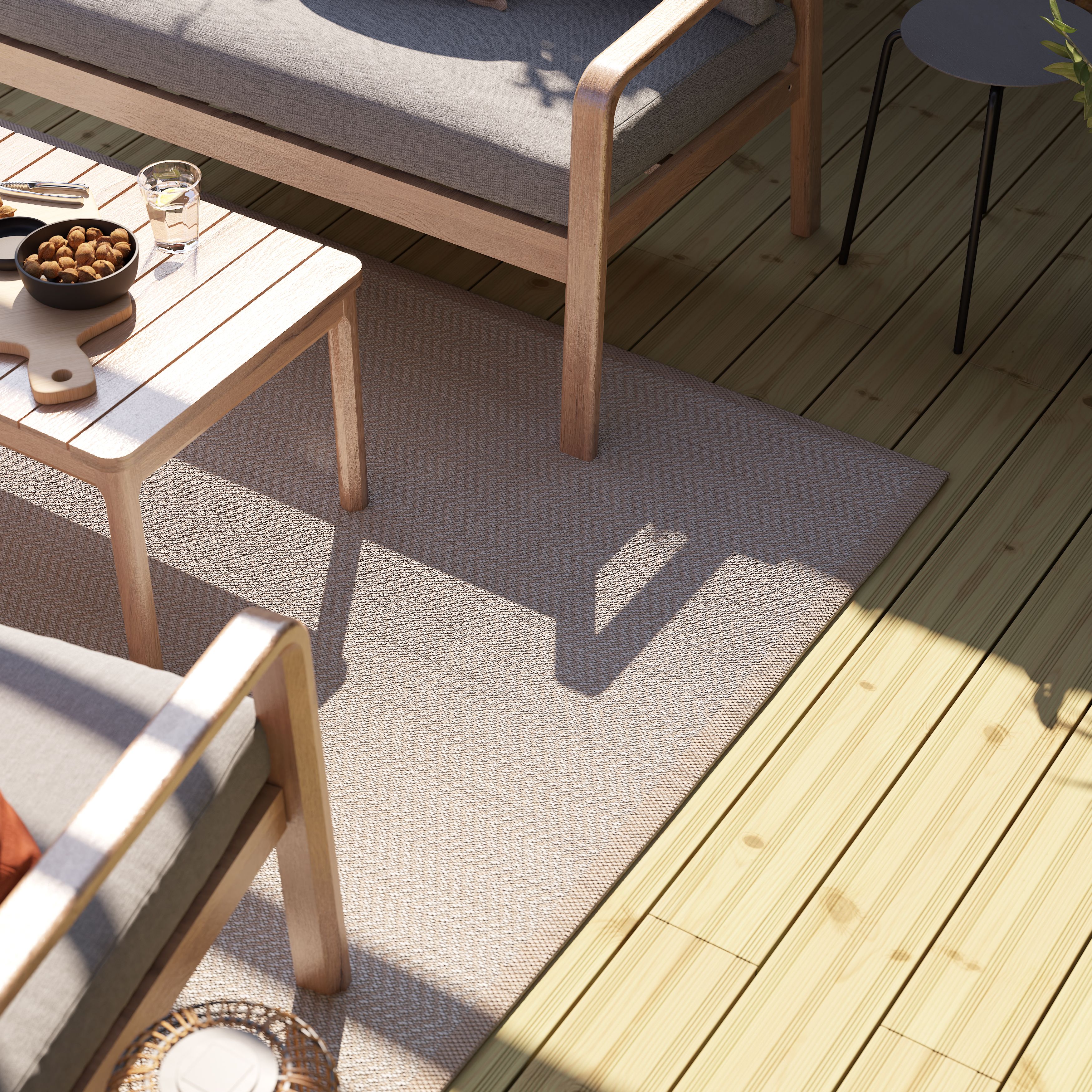 Origins Beige Herringbone Woven effect Medium Indoor & outdoor Rug, (L)100cm x (W)150cm