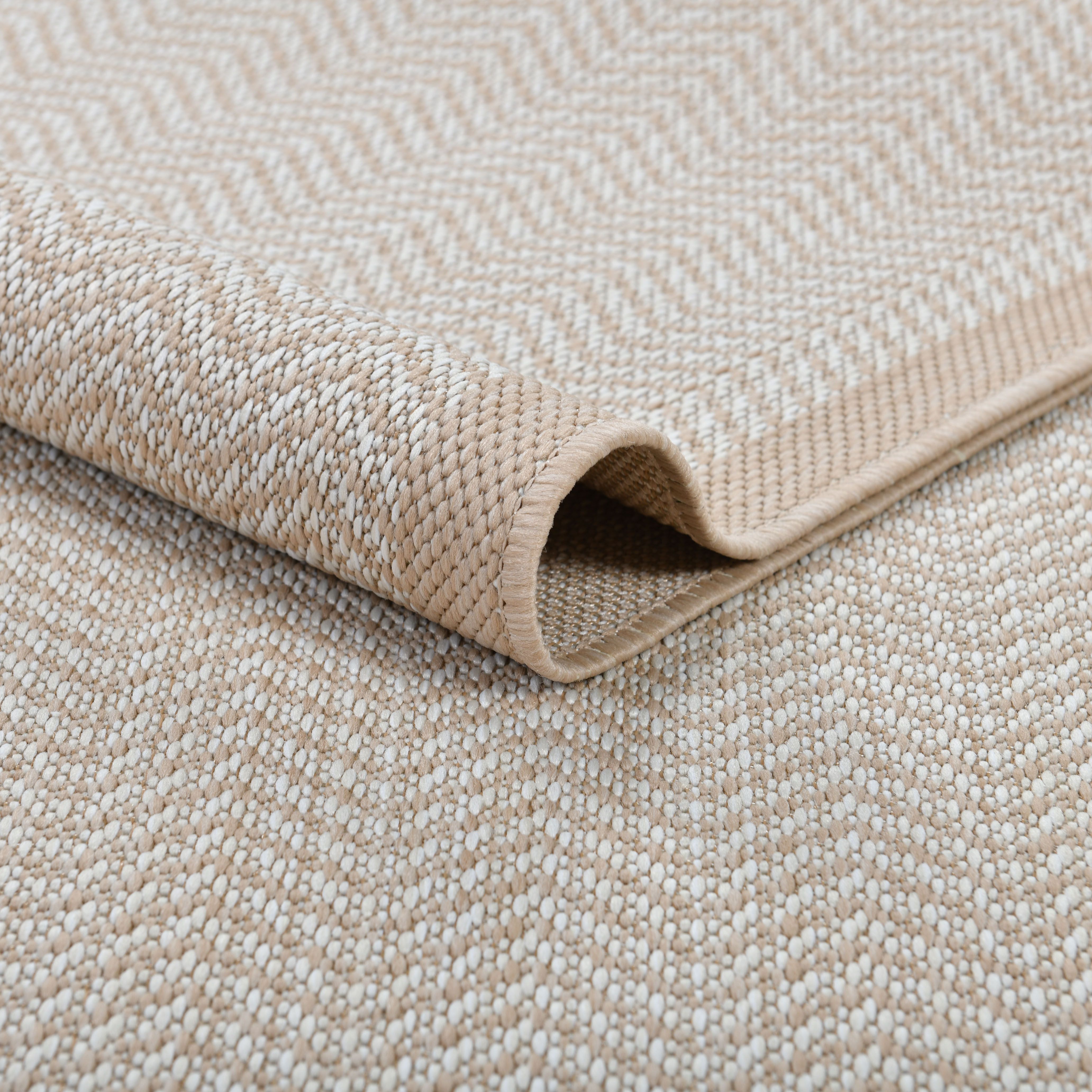 Origins Beige Herringbone Woven effect Medium Indoor & outdoor Rug, (L)100cm x (W)150cm