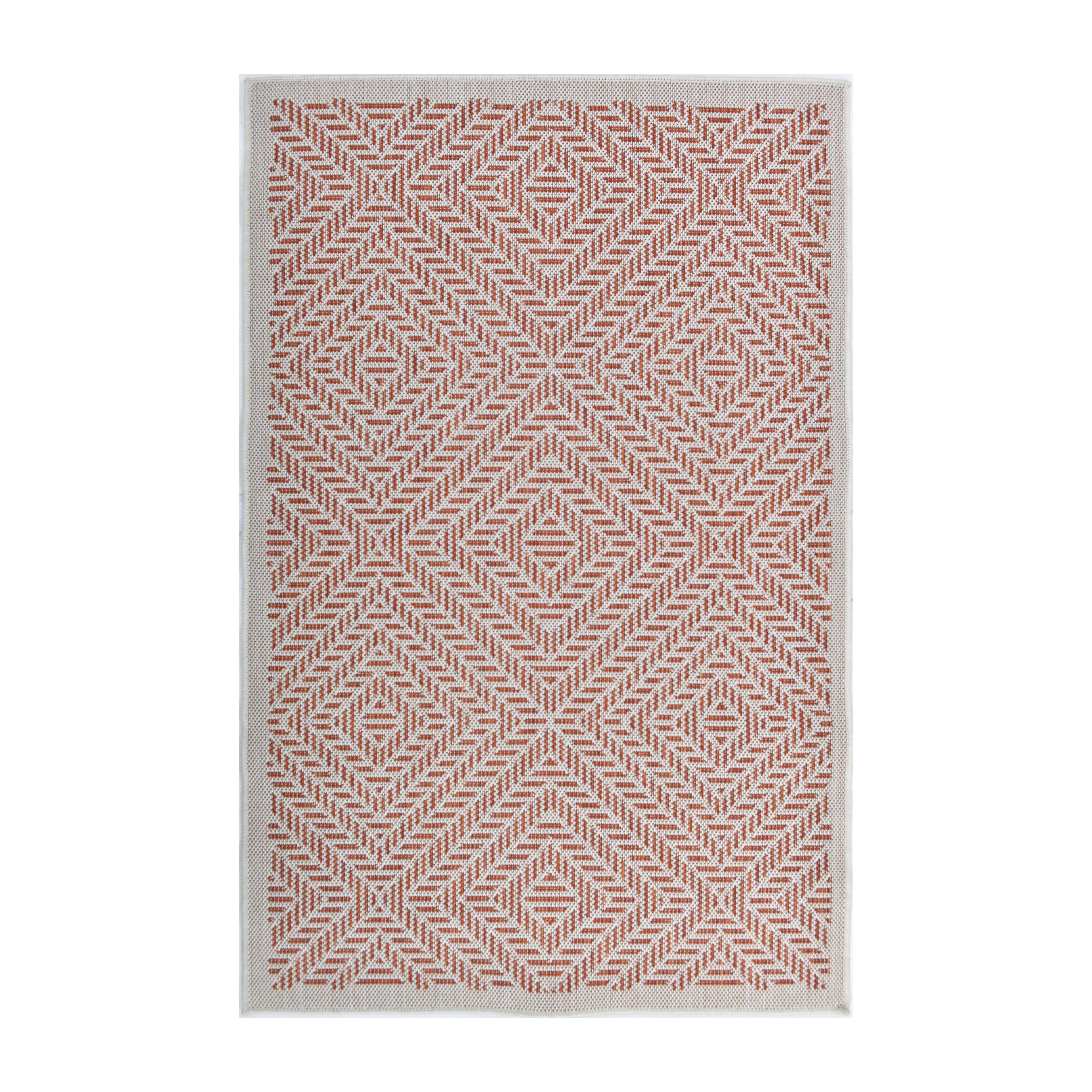 Origins Terracotta Geometric Woven effect Large Indoor & outdoor Rug, (L)150cm x (W)200cm