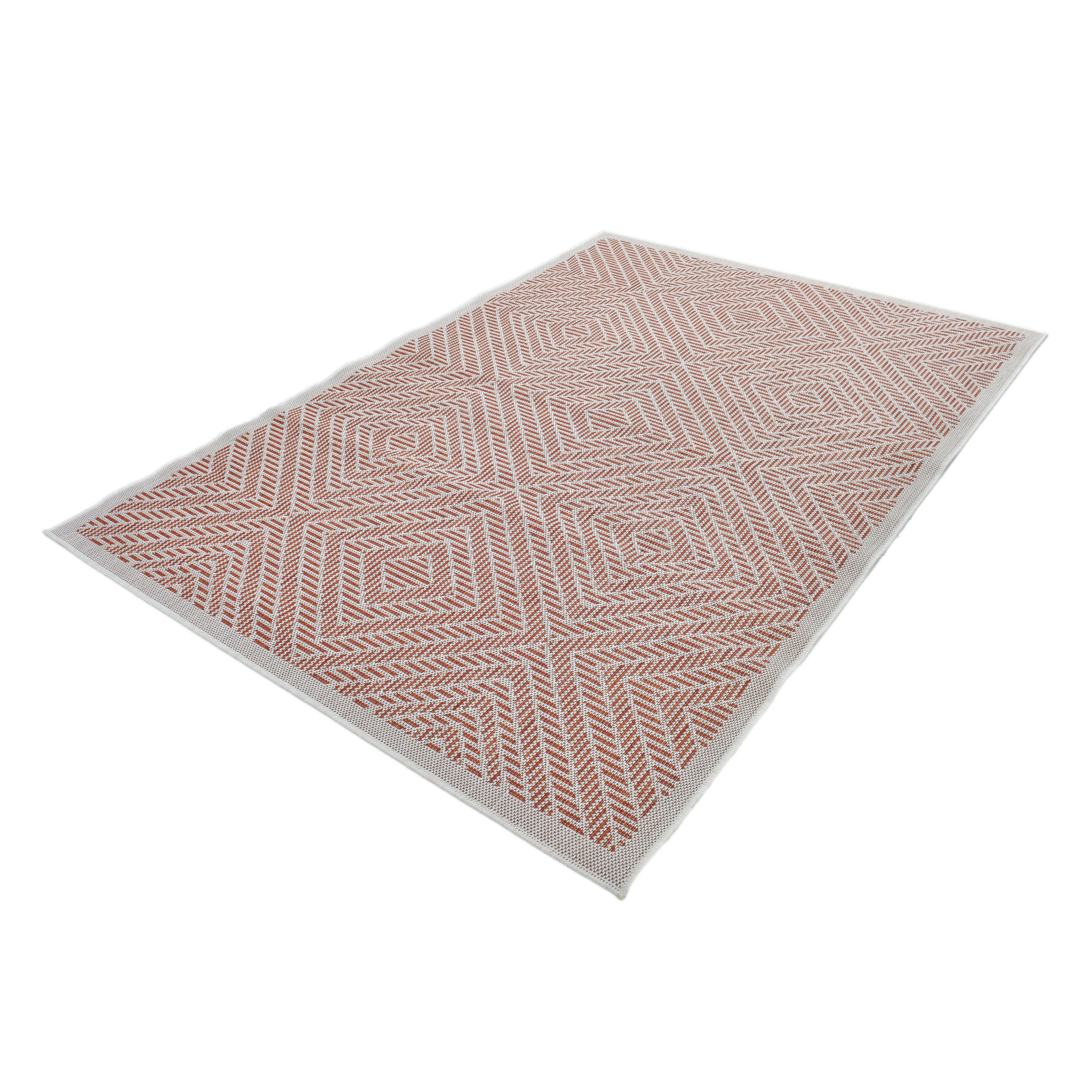 Origins Terracotta Geometric Woven effect Large Indoor & outdoor Rug, (L)150cm x (W)200cm