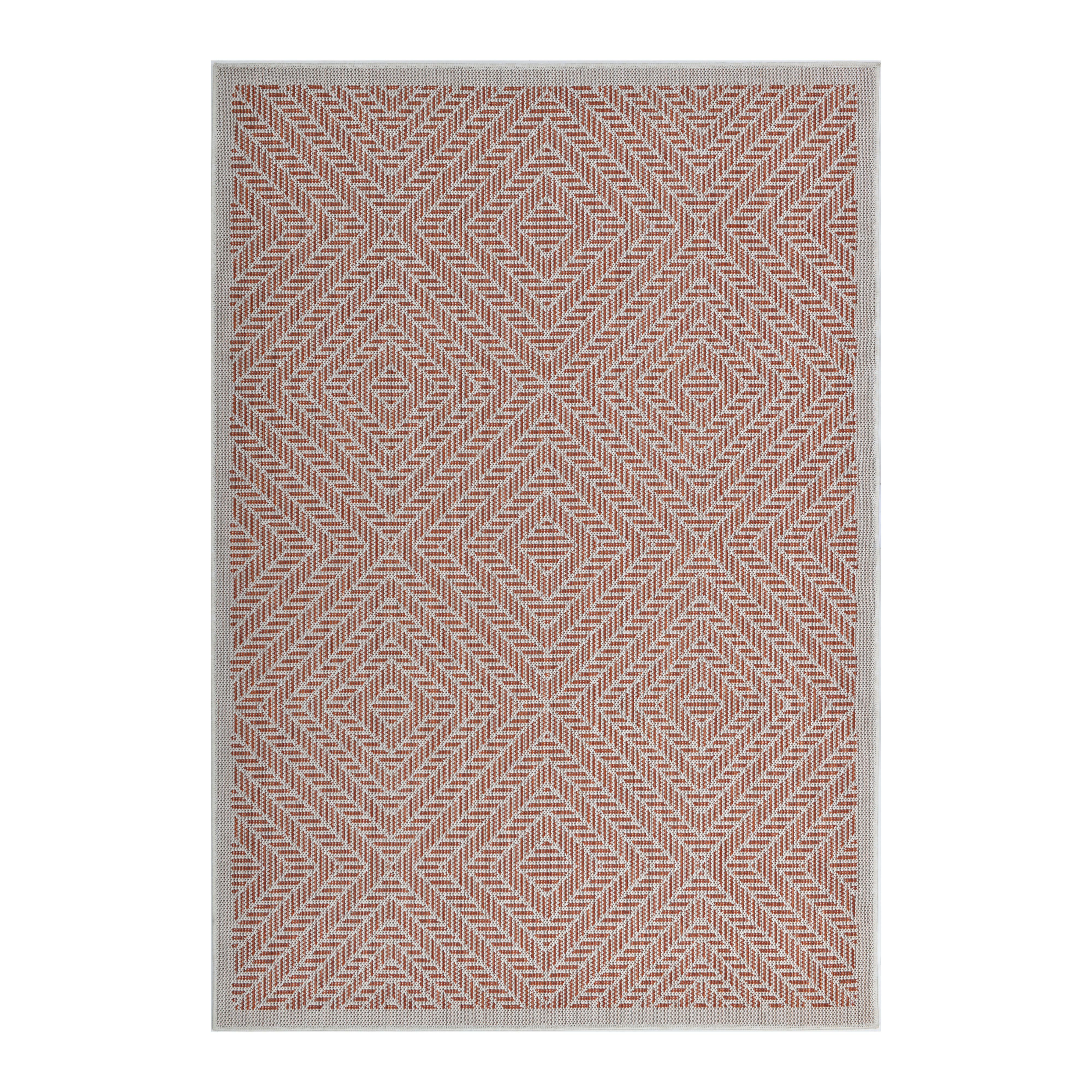 Origins Terracotta Geometric Woven effect Medium Indoor & outdoor Rug, (L)100cm x (W)150cm