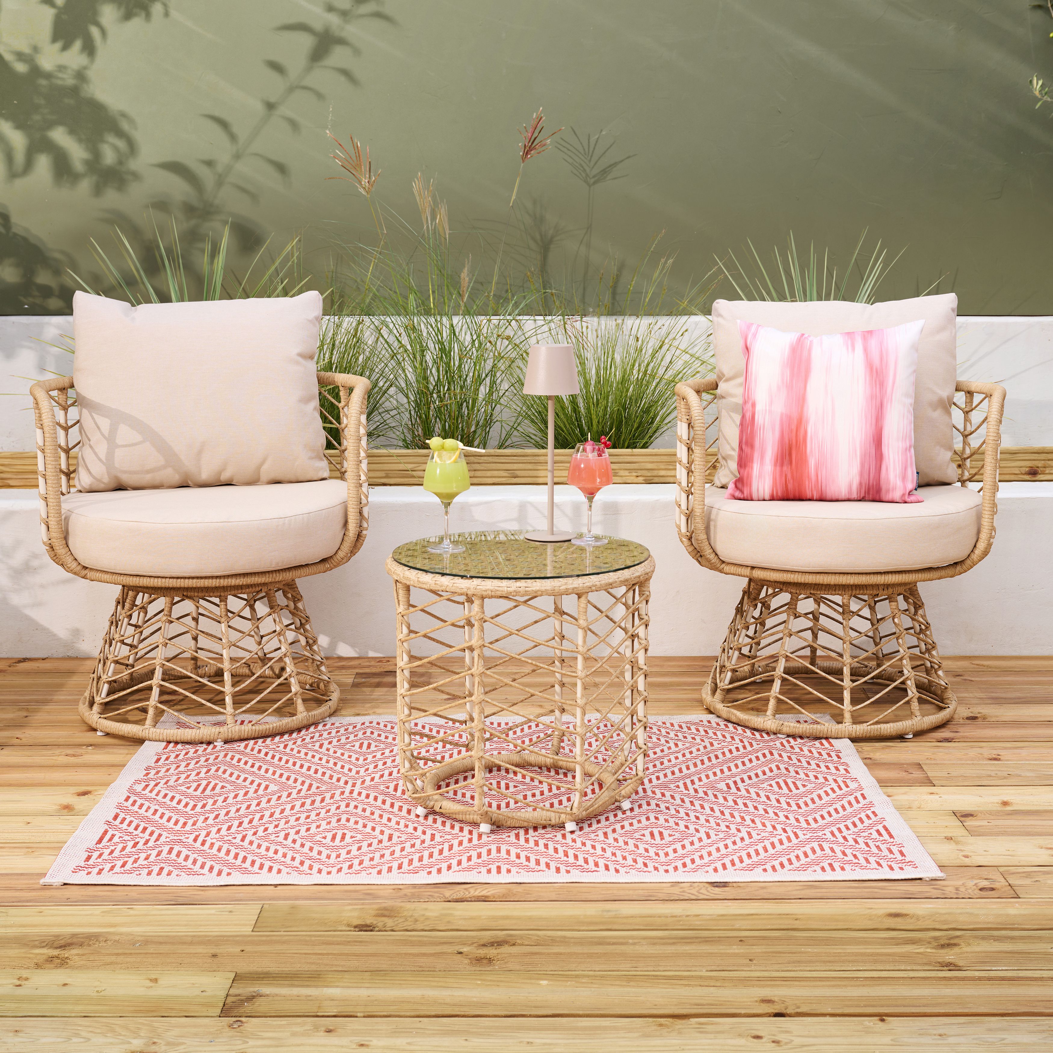 Origins Terracotta Geometric Woven effect Medium Indoor & outdoor Rug, (L)100cm x (W)150cm