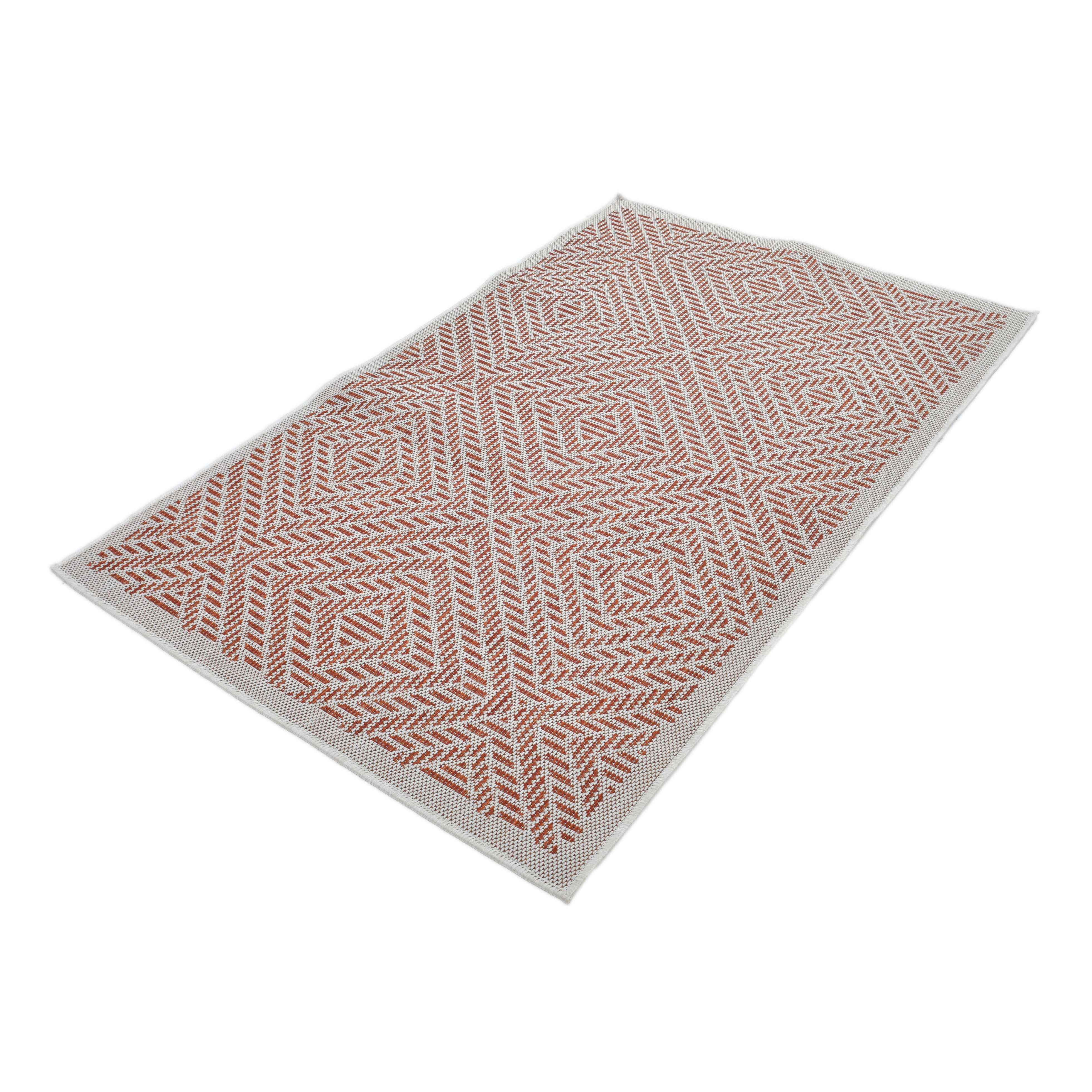 Origins Terracotta Geometric Woven effect Medium Indoor & outdoor Rug, (L)100cm x (W)150cm