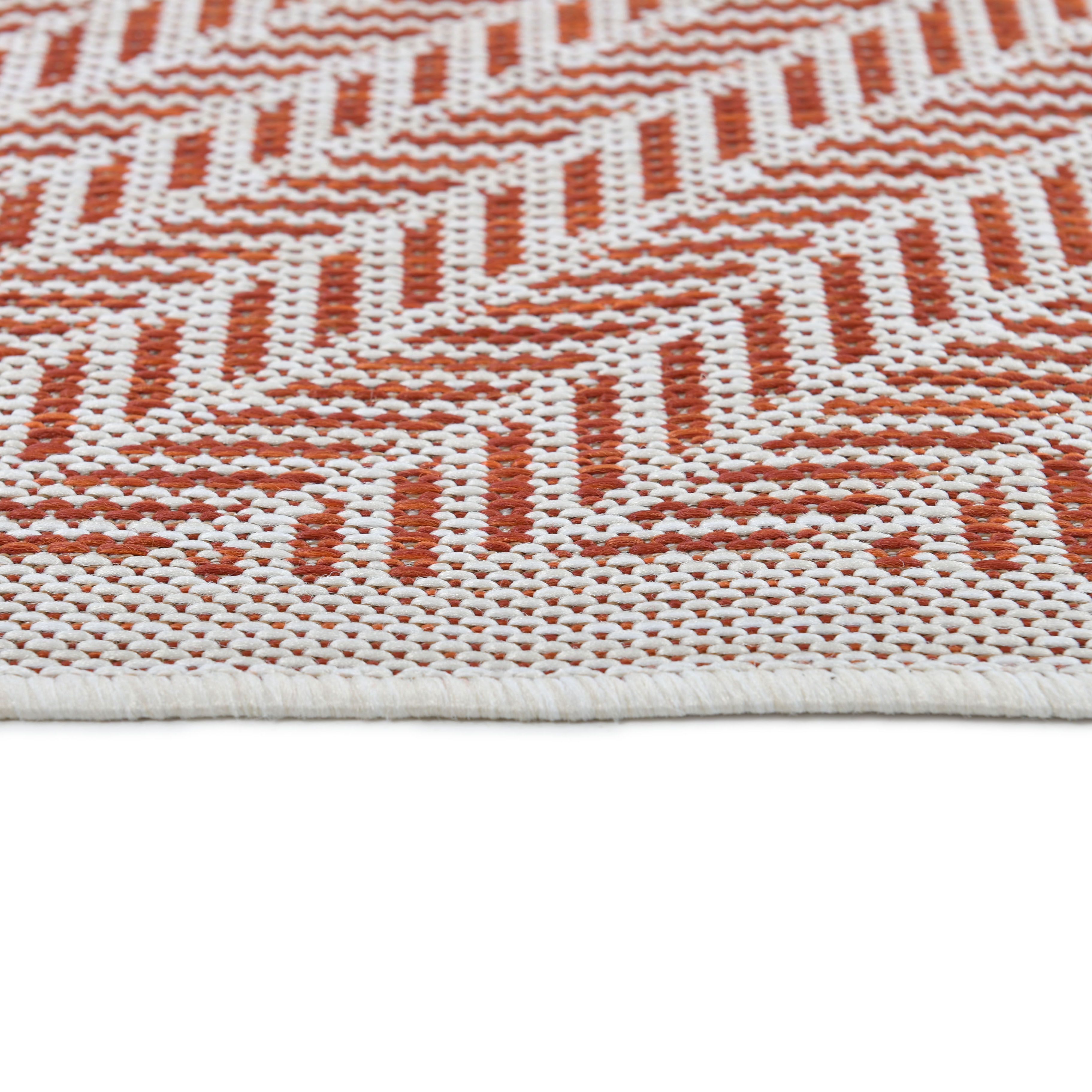 Origins Terracotta Geometric Woven effect Medium Indoor & outdoor Rug, (L)100cm x (W)150cm