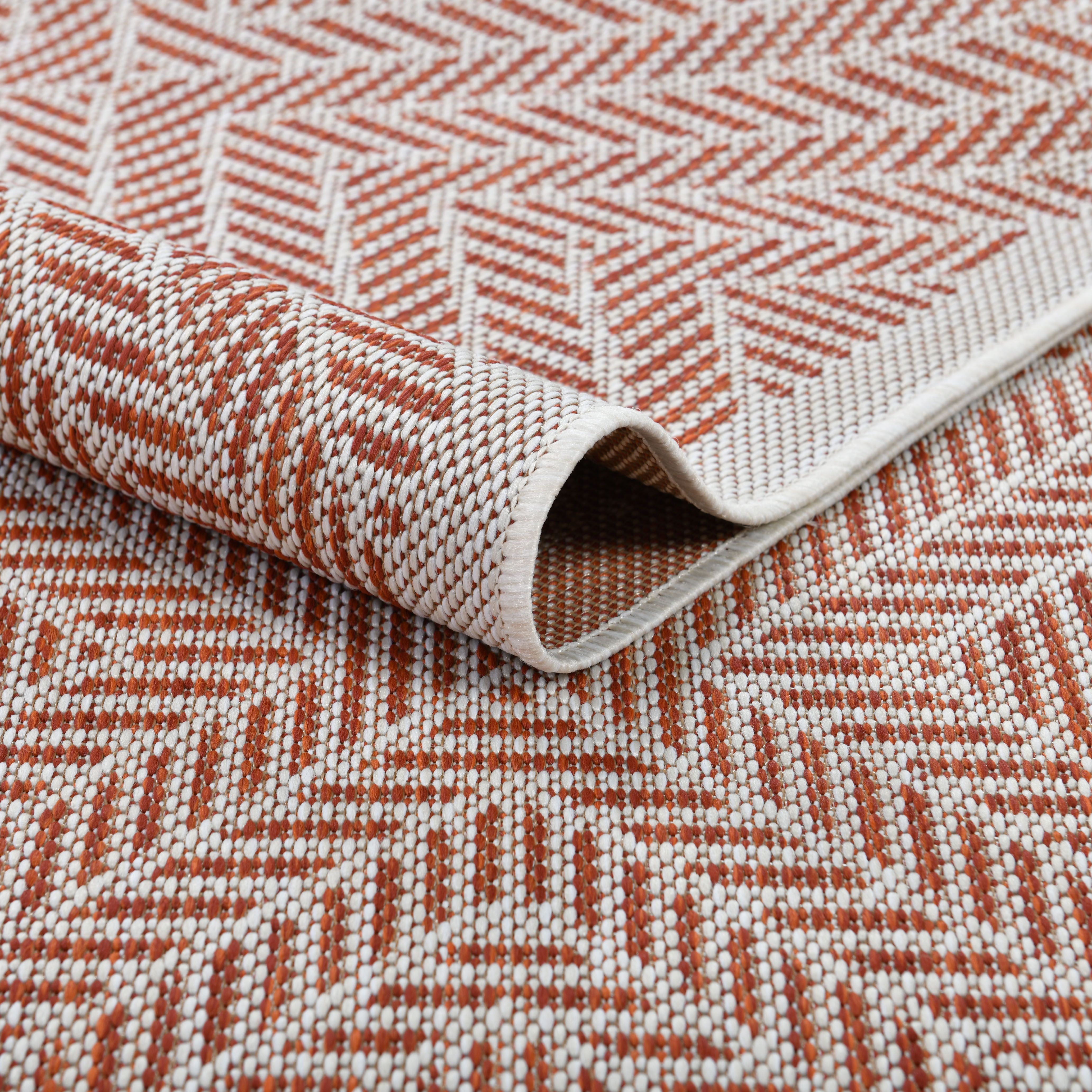Origins Terracotta Geometric Woven effect Medium Indoor & outdoor Rug, (L)100cm x (W)150cm