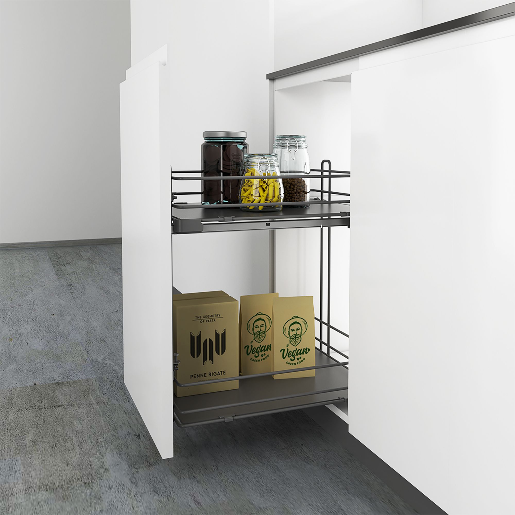 Orion grey Soft-close Universal Pull-out storage, (H)506mm (W)400mm