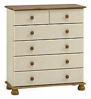 Oslo Cream Pine 6 Drawer 2 over 4 Chest of drawers (H)901mm (W)823mm (D)383mm