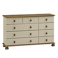 Oslo Cream Pine 9 Drawer Chest of drawers (H)741mm (W)1206mm (D)383mm