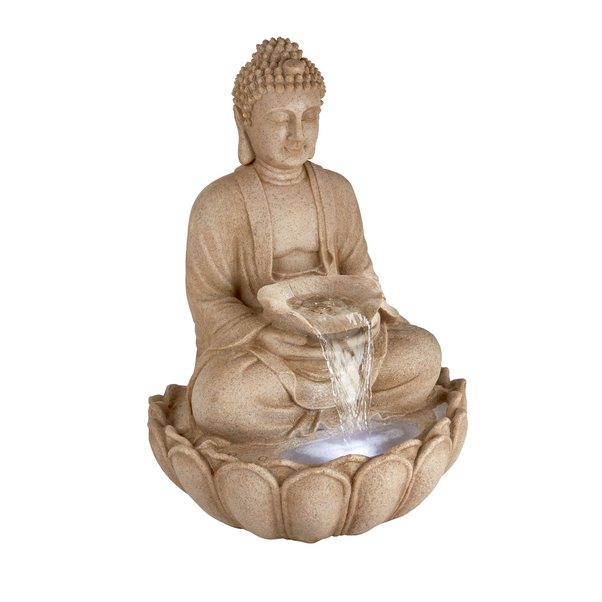 Outdoor Living UK Mainspowered Buddha Water feature with LED lights (H