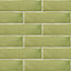 Padstow Olive Gloss Plain Stone effect Ceramic Tile, Pack of 22, (L)300mm (W)75mm
