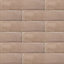 Padstow Taupe Gloss Plain Stone effect Ceramic Tile, Pack of 22, (L)300mm (W)75mm