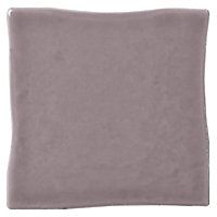 Padstow Taupe Gloss Plain Stone effect Ceramic Tile, Pack of 25, (L)100mm (W)100mm