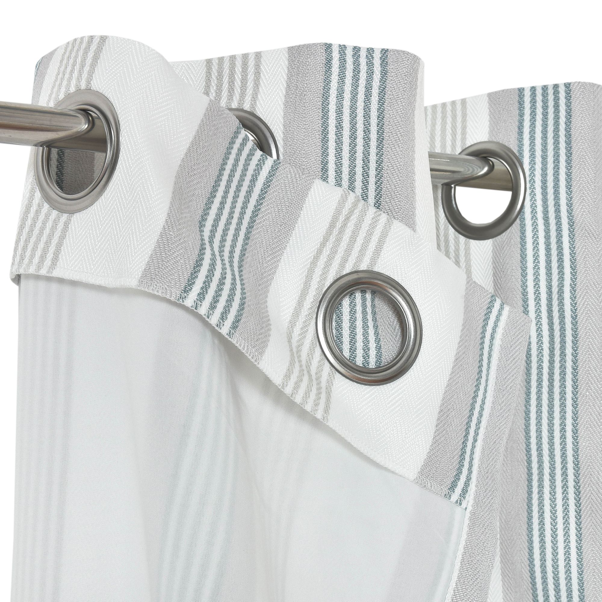 Paeru Light blue Stripes Lined Eyelet Curtain (W)228cm (L)228cm, Pair