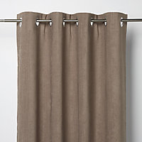 Pahea Brown Chenille Blackout Eyelet Curtain (W)117cm (L)137cm, Single