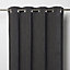 Pahea Dark grey Chenille Blackout Eyelet Curtain (W)135cm (L)260cm, Single