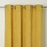 Pahea Yellow Chenille Unlined Eyelet Curtain (W)135cm (L)260cm, Single