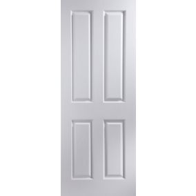 Painted 4 panel Unglazed White Woodgrain effect Internal Door, (H)1981mm (W)610mm (T)35mm