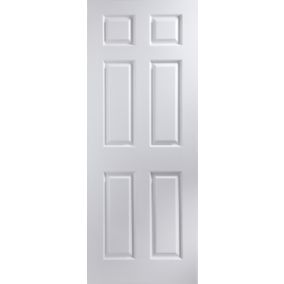 Painted 6 panel Unglazed White Woodgrain effect Internal Door, (H)1981mm (W)686mm (T)35mm