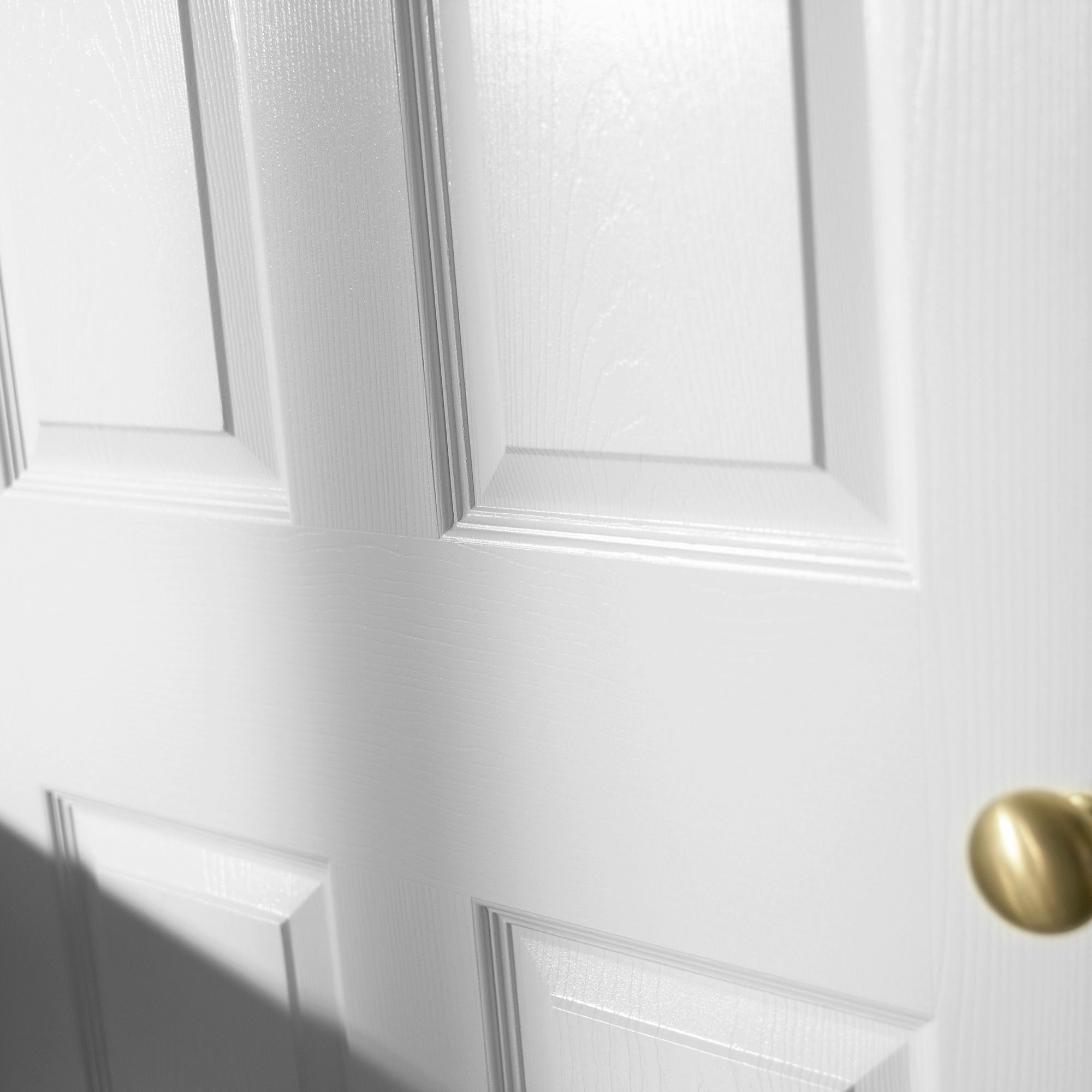 Painted 6 panel Unglazed White Woodgrain effect Internal Door, (H)1981mm (W)762mm (T)35mm