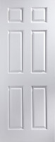 Painted 6 panel Unglazed White Woodgrain effect Internal Door, (H)2040mm (W)826mm (T)40mm