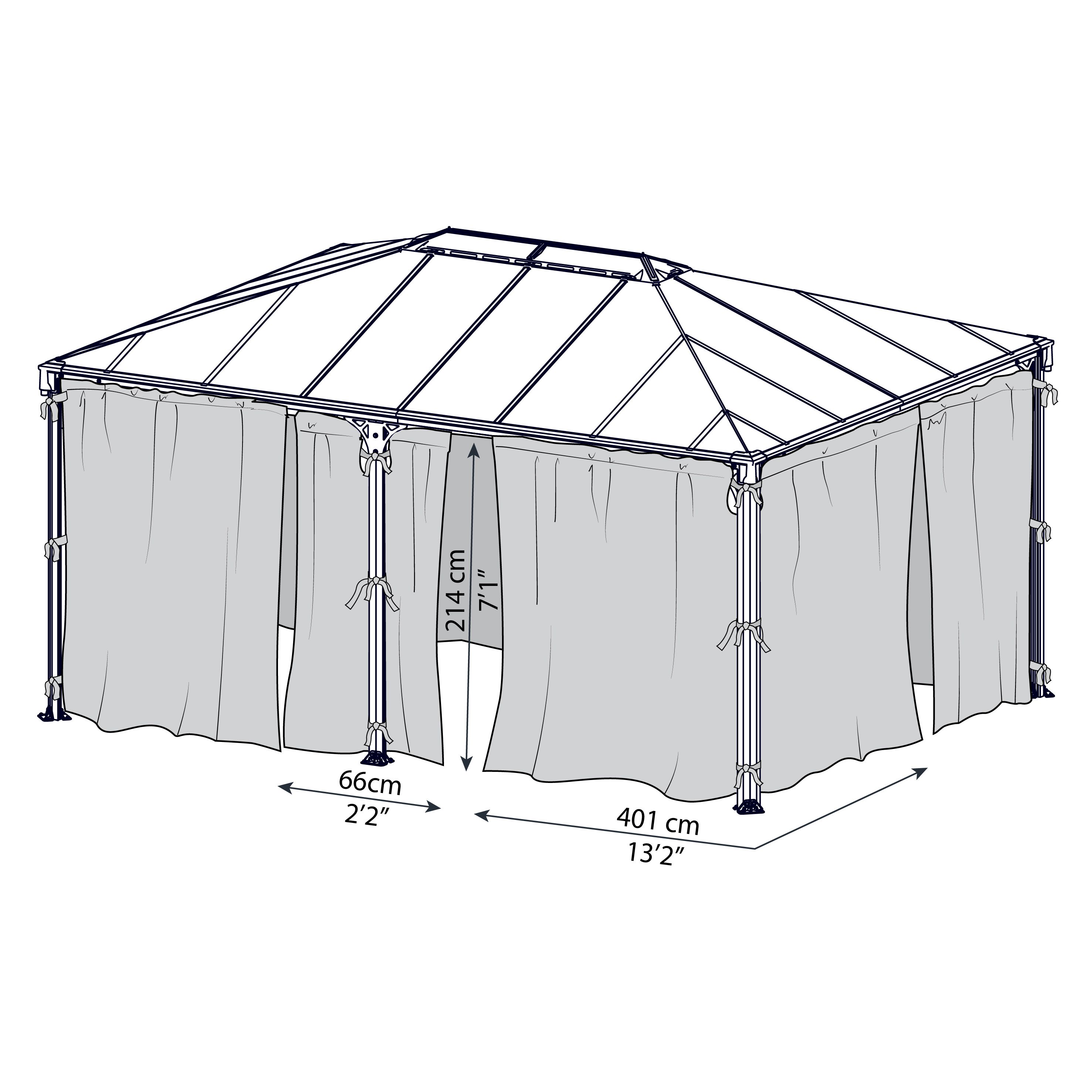 Palram 4/5K Grey Polyester (PES) Gazebo curtain, Pack of 4 (L)2170mm (W)4650mm