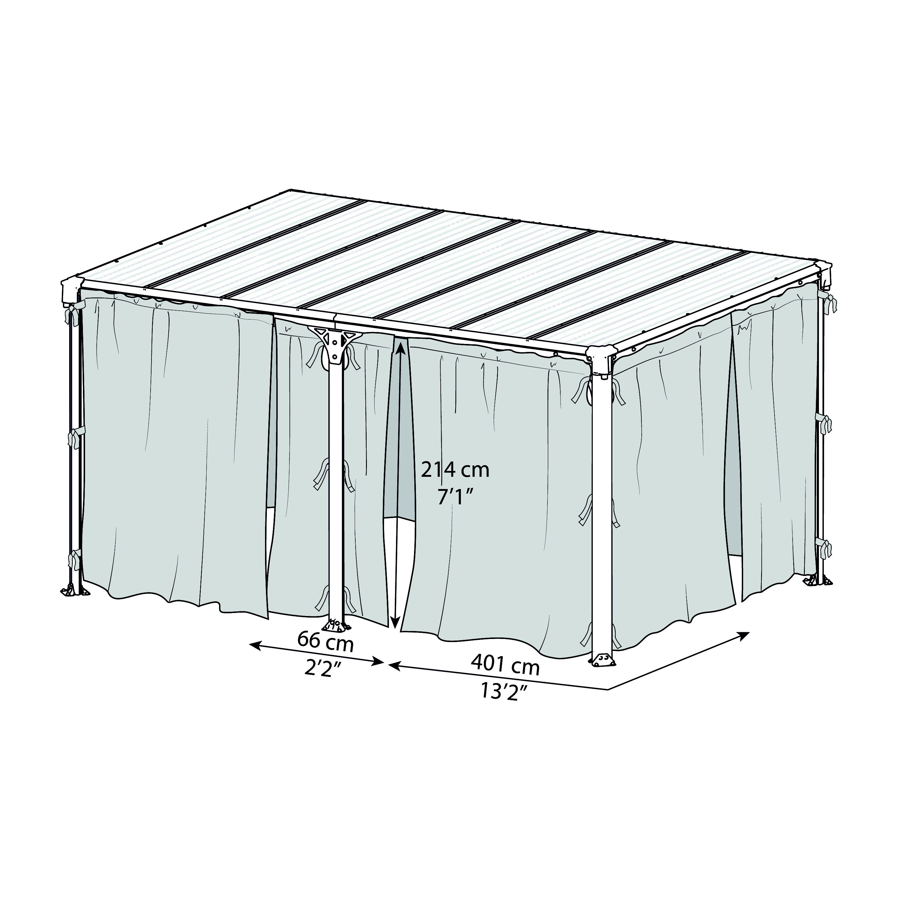 Palram 4/5K Grey Polyester (PES) Gazebo curtain, Pack of 4 (L)2170mm (W)4650mm