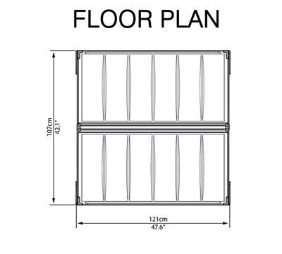 Palram Aluminium Coldframe 53cm(H) 105cm(W)108cm