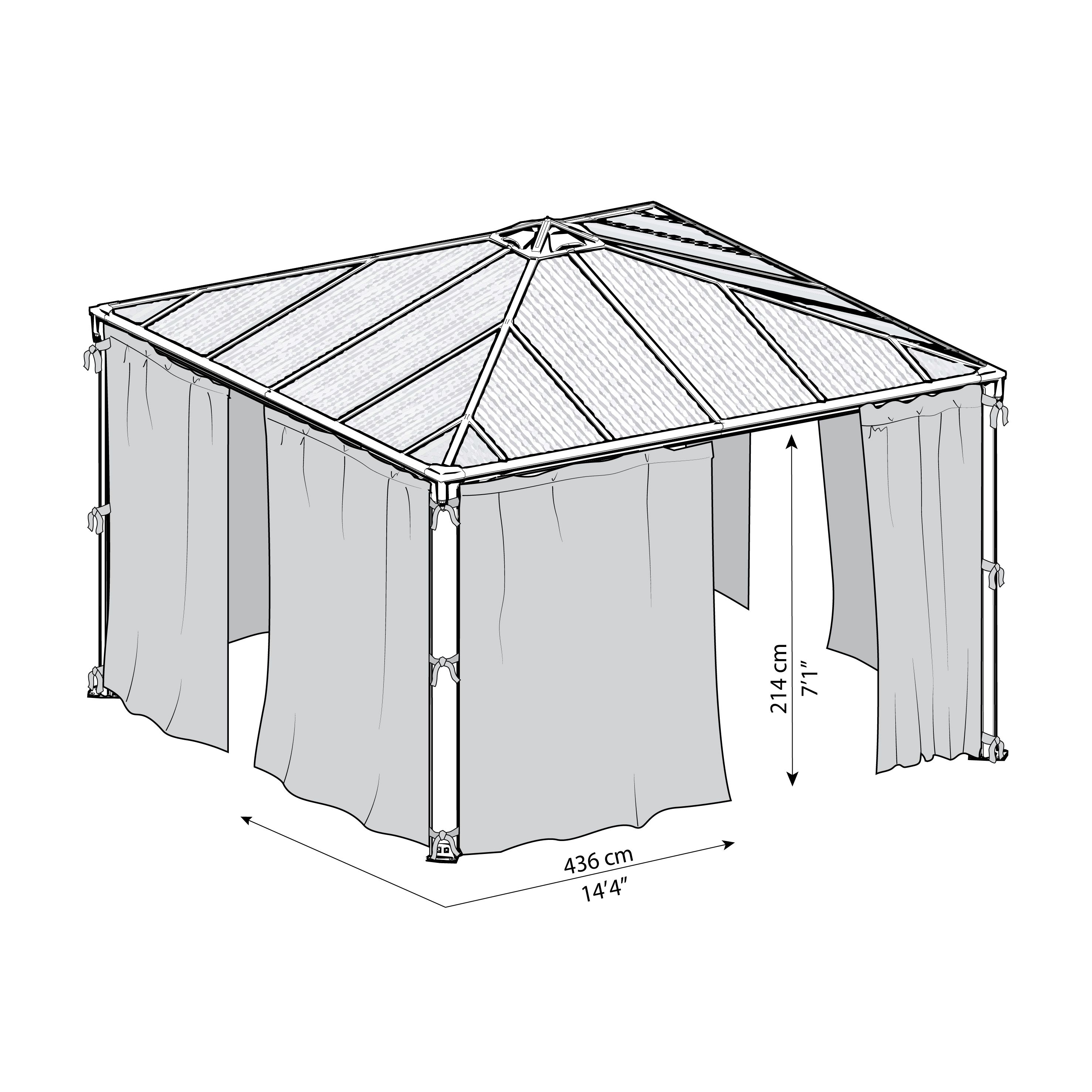 Palram - Canopia 4K Series Grey Polyester (PES) Gazebo curtain, Pack of 4 (L)2170mm (W)4360mm