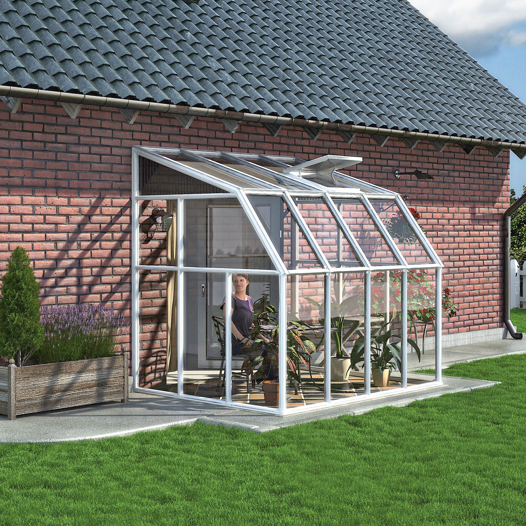Palram - Canopia 6x6 ft Barn Plastic Sun room & 1 window